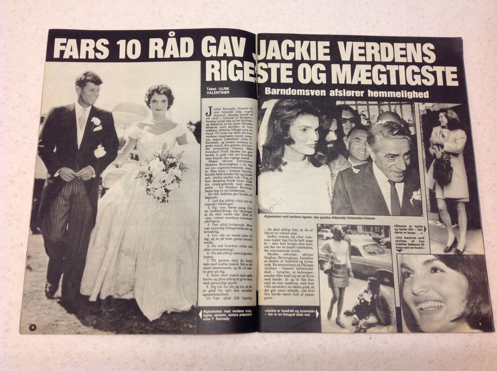 Jackie Kennedy Onassis Front Cover Vintage Danish Magazine 1977 "Se og Hoer"