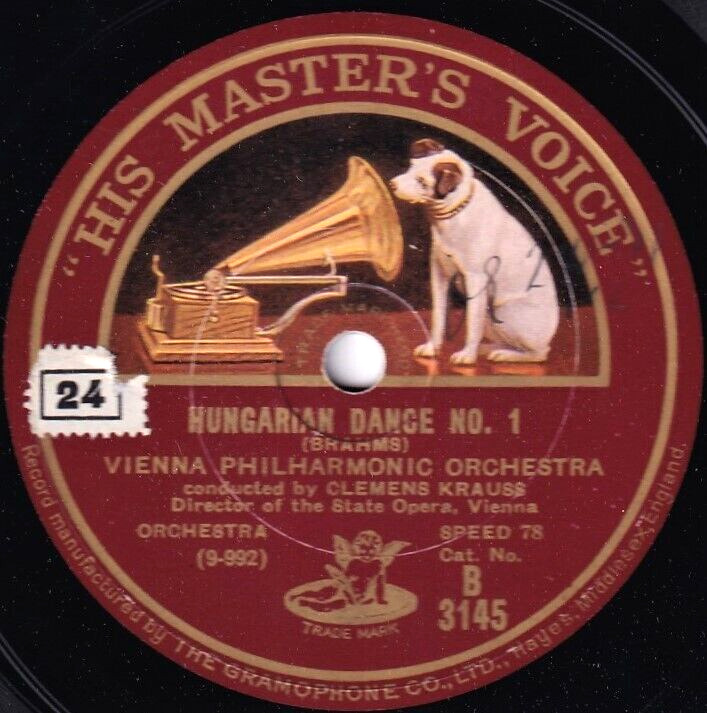 Krauss Brahms (Hungarian dances 1 + 3) HMV B 3145 (10") NM(-)