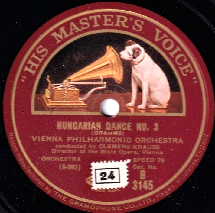 Krauss Brahms (Hungarian dances 1 + 3) HMV B 3145 (10") NM(-)