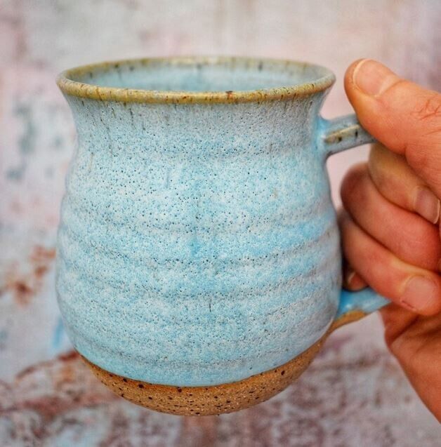 Large Turquoise Blue Rustic Mug Handmade Unique Gift Best Quality