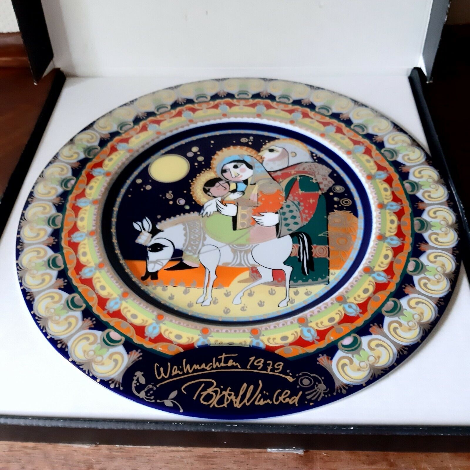 1979 FLIGHT into EGYPT wall plate Bjorn Wiinblad Rosenthal WEIHNACHTSTELLER Box