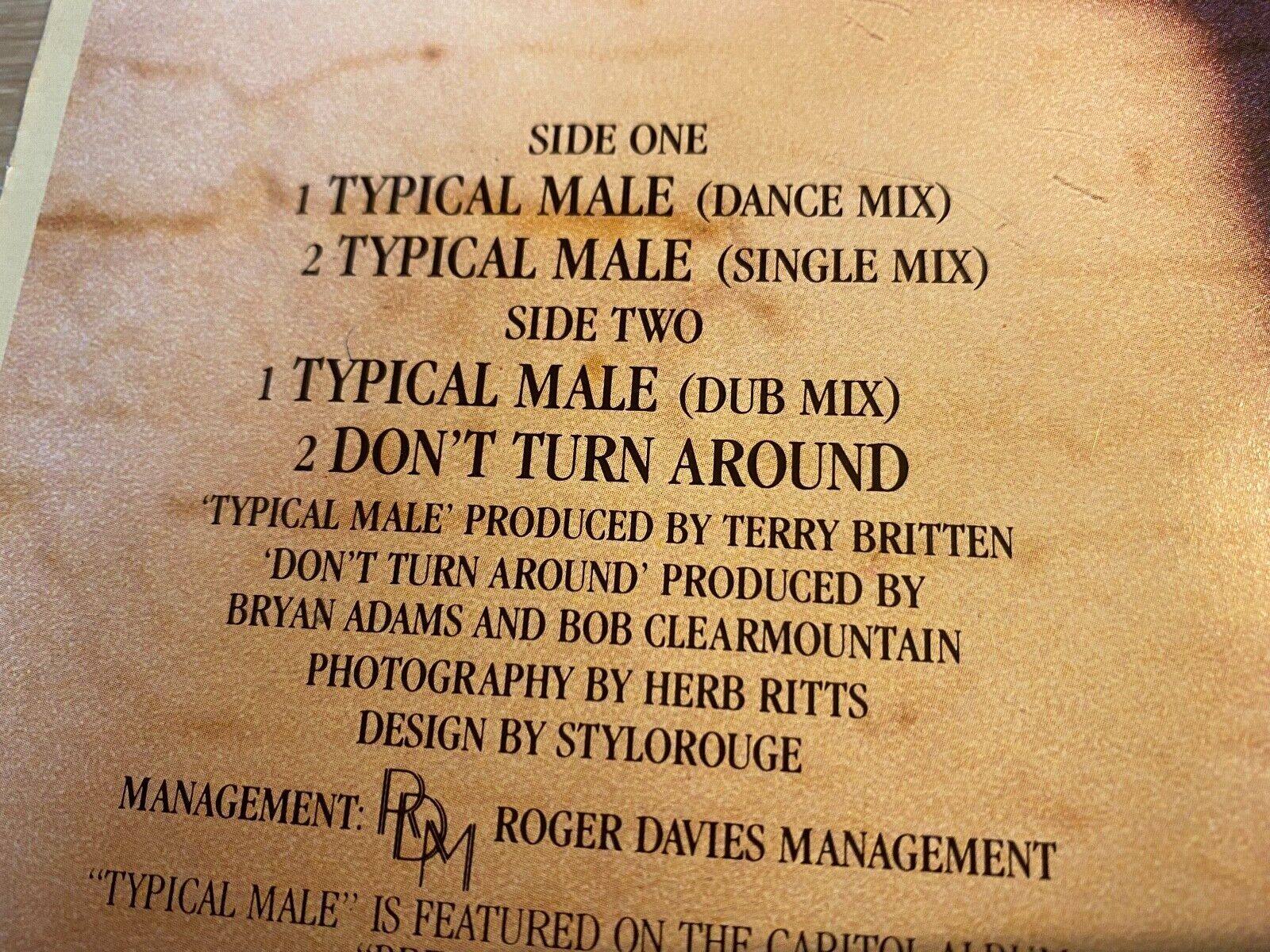 TINA TURNER "TYPICAL MALE" EXTENDED REMIXES 1986 CAPITOL RECORDS GERMAN PRESSING