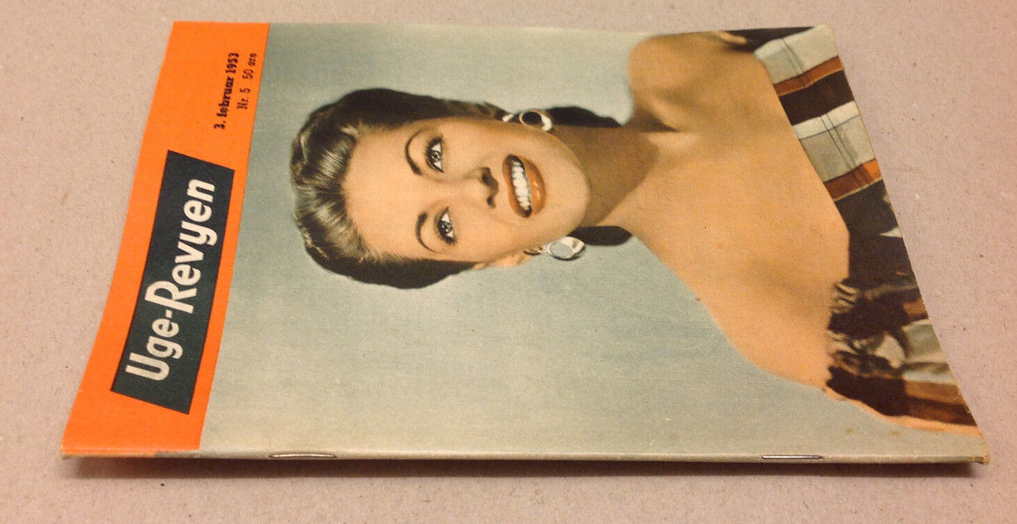 YVONNE DE CARLO FRONT COVER + SPIKE JONES ON BACK COVER VTG Danish Magazine 1953