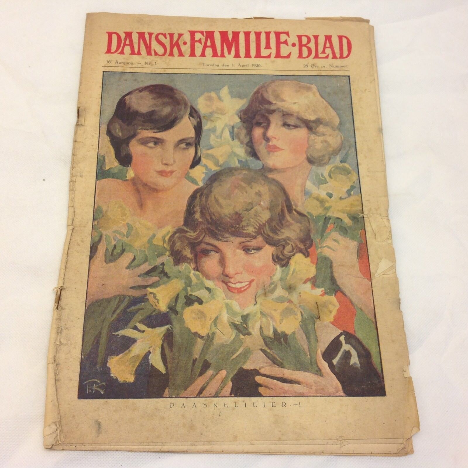 Art Deco Illustration Antique Original 1926 Danish Magazine "Dansk Familieblad"