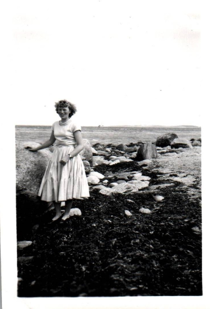 Woman at Stream Life in Denmark 1900 - 1950s Rare Vintage Photo Small Size 9x6cm