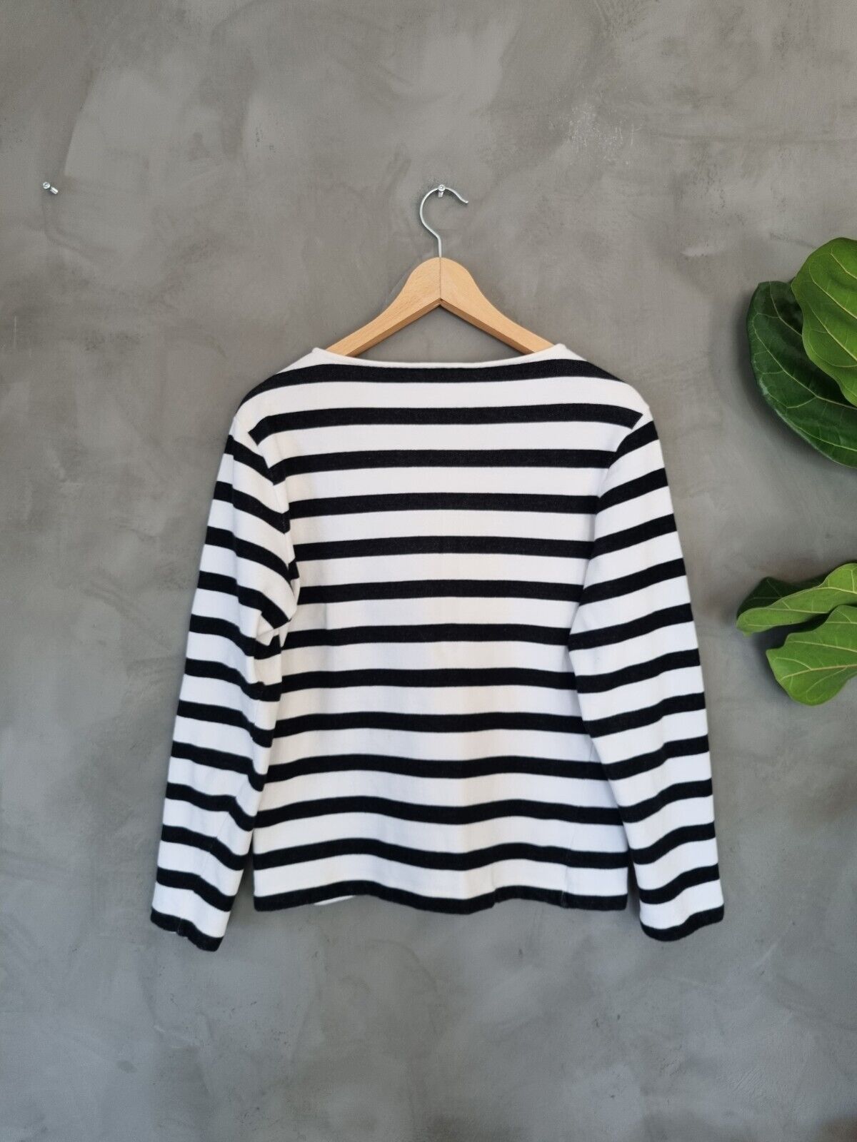 **Saint Laurent** White Black Striped Cotton Jumper Size Small