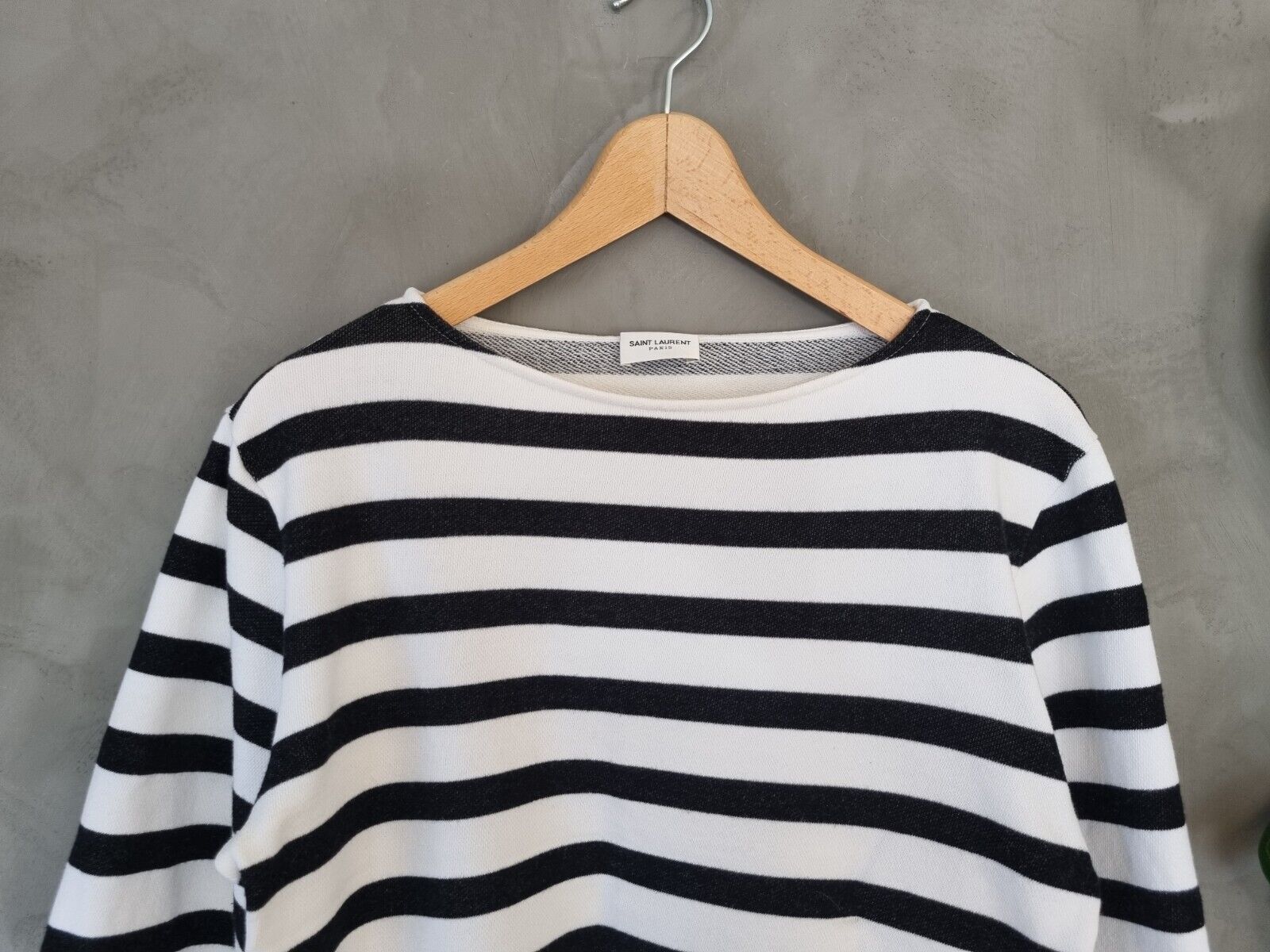 **Saint Laurent** White Black Striped Cotton Jumper Size Small