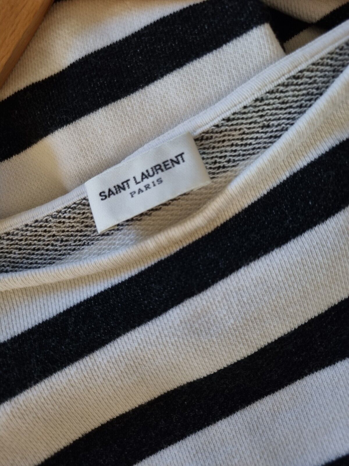 **Saint Laurent** White Black Striped Cotton Jumper Size Small