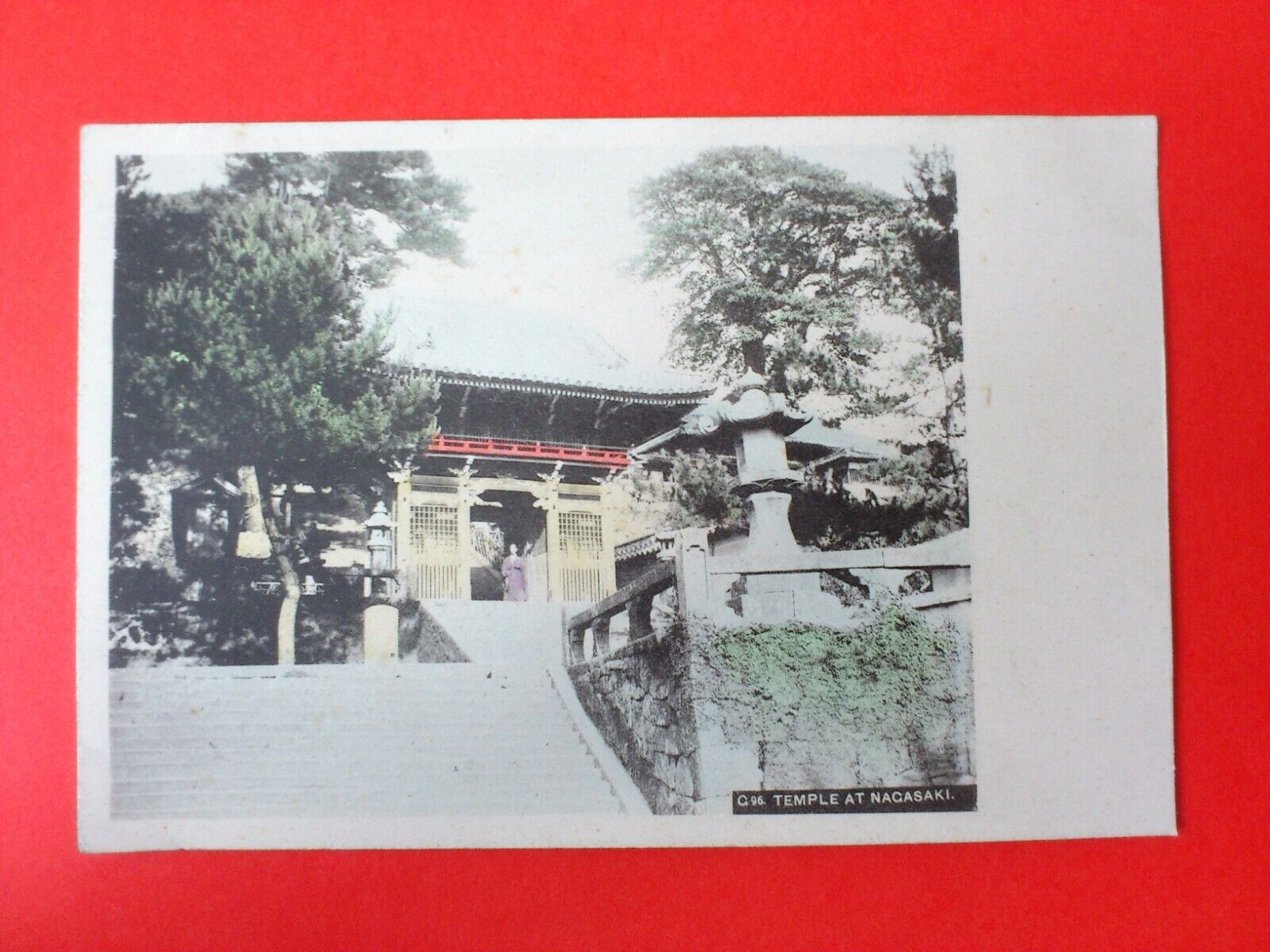 Antique Postcard"Temple at Nagasaki" JapanHand-colored Unposted