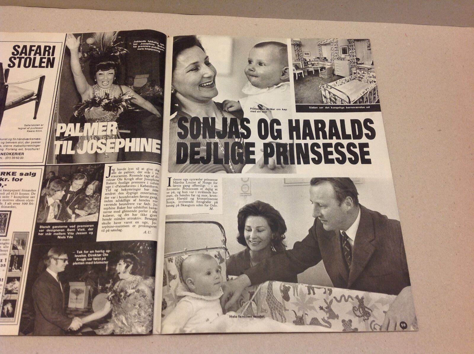 QUEEN SONJA KING HARALD EARLY PHOTOS MÄRTHA LOUISE BIRTH ON Danish Magazine 1972