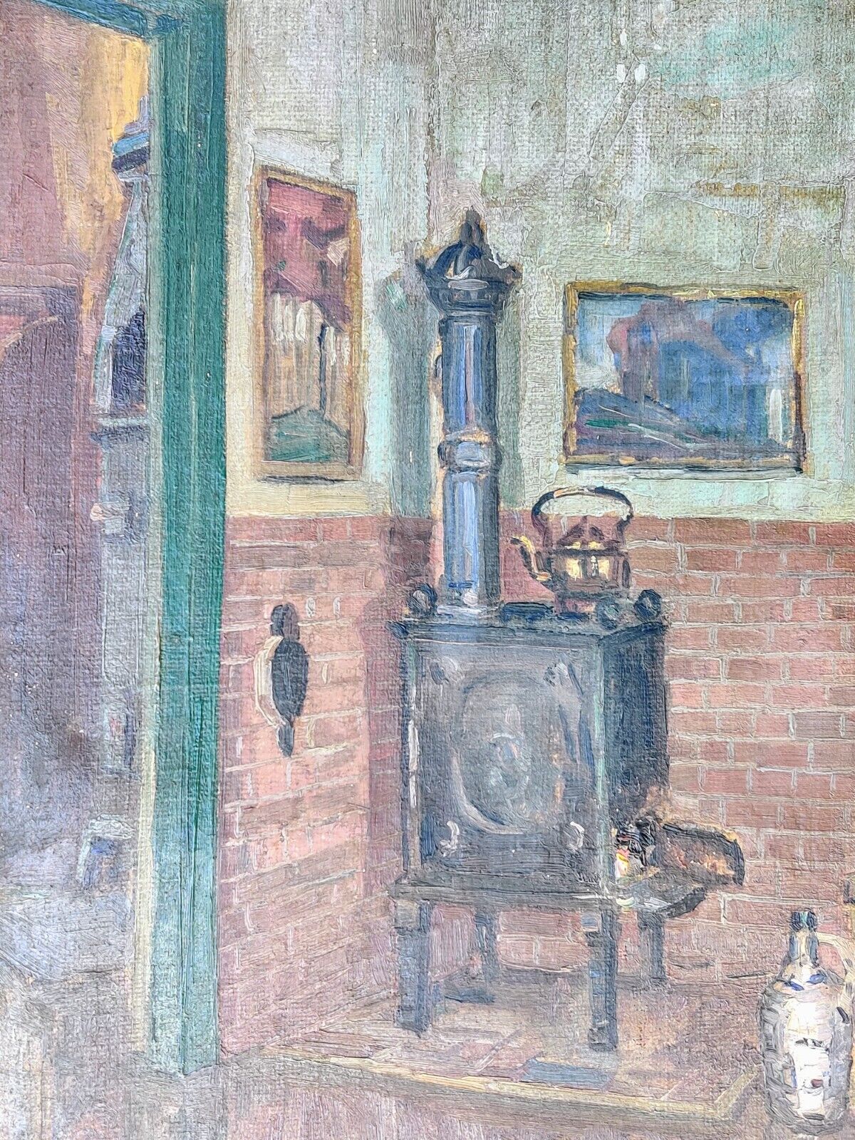 Knud Jespersen (1879-1954): INTERIOR WITH CAST IRON STOVE, original oil painting