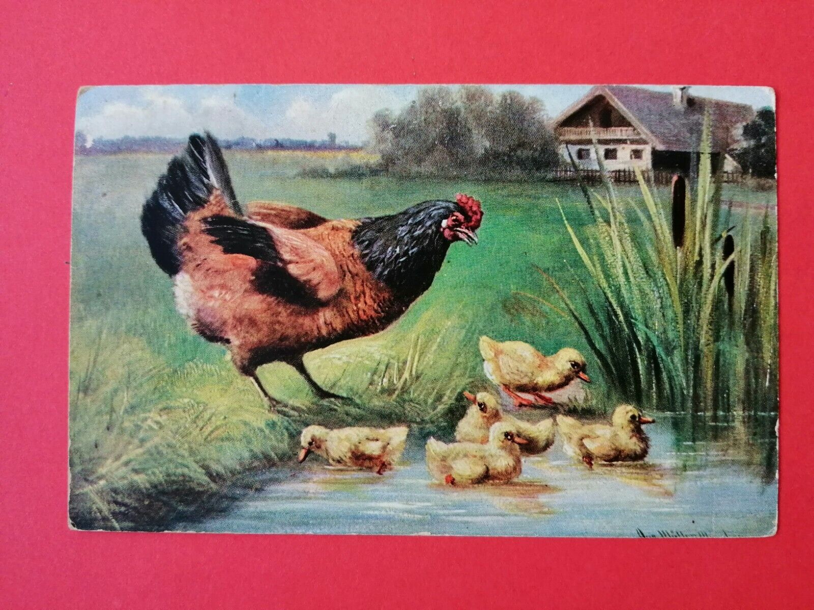 Antique collectable Danish Easter Card posted 1910-1915No 354