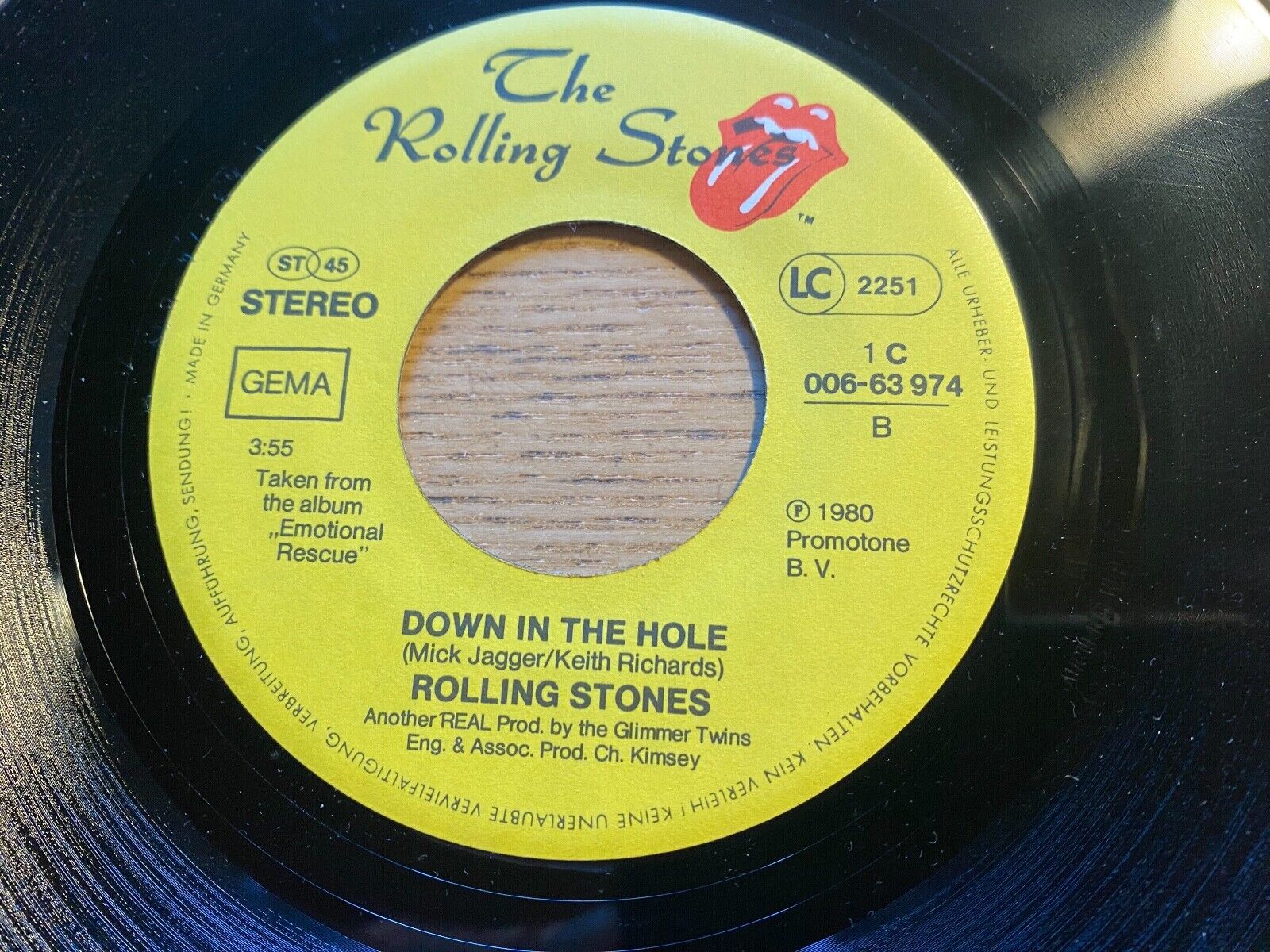 THE ROLLING STONES "EMOTIONAL RESCUE / DOWN IN THE HOLE " 1980 WEST GERMANY RARE