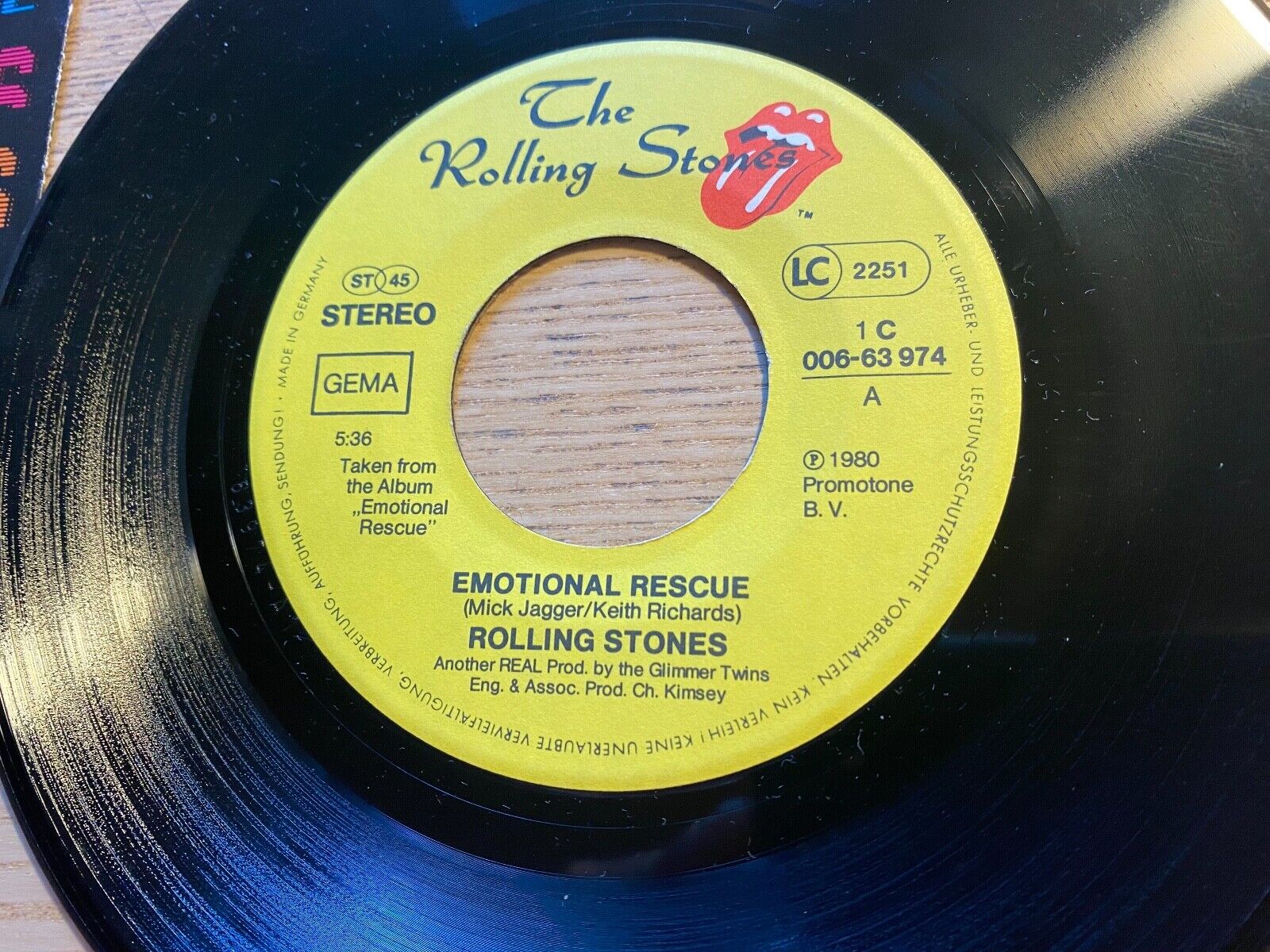 THE ROLLING STONES "EMOTIONAL RESCUE / DOWN IN THE HOLE " 1980 WEST GERMANY RARE