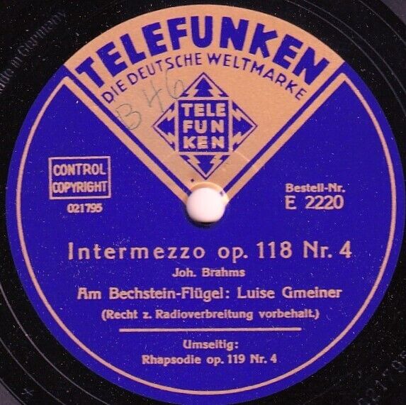 Gmeiner Brahms (Intermezzo op 1184; Rhapsody op 1194) Tel E 2220 NM(-)