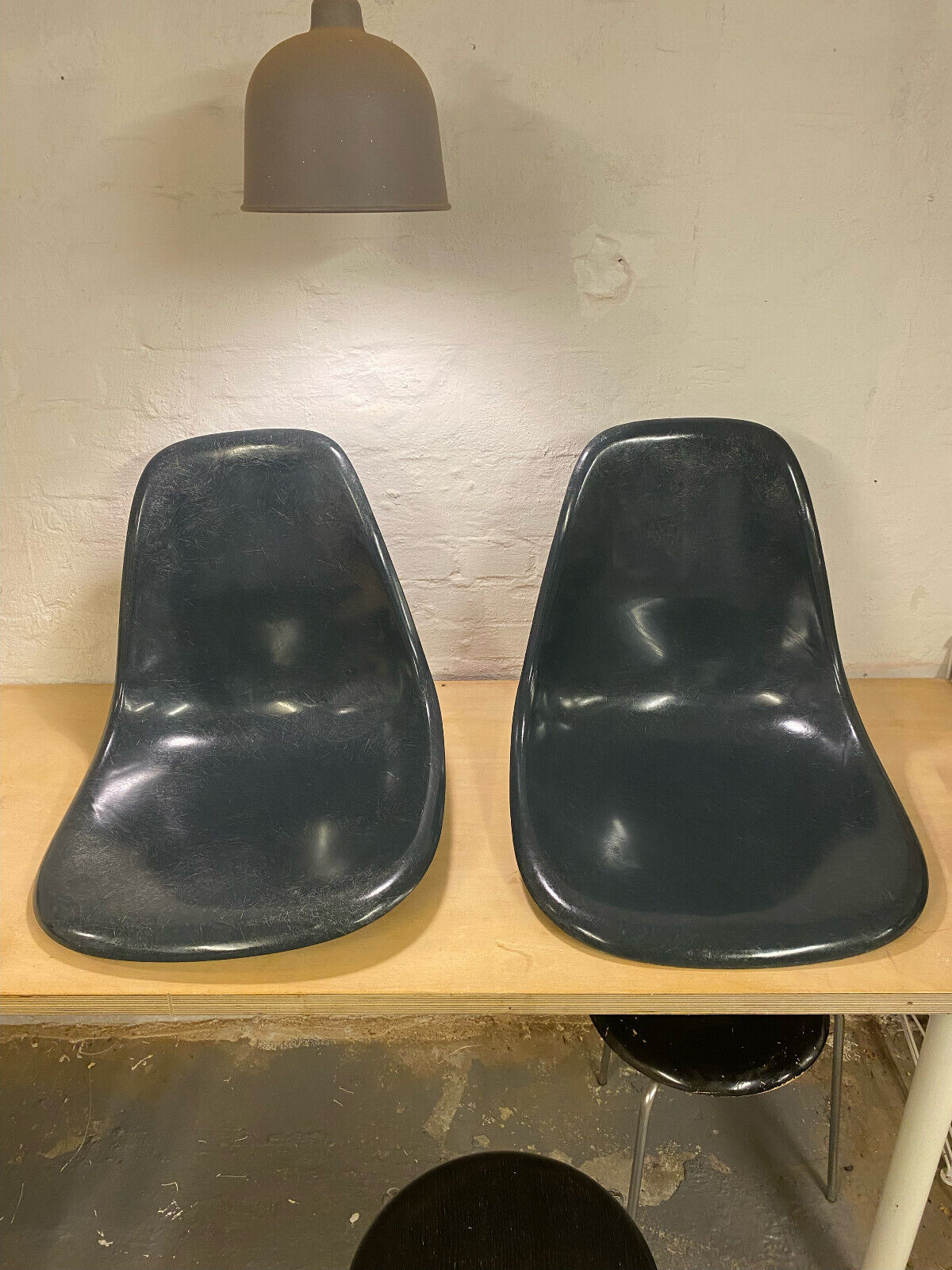 2 x Eames Fibreglass Shell NAVY BLUE Herman Miller Vitra Chair Sidechair