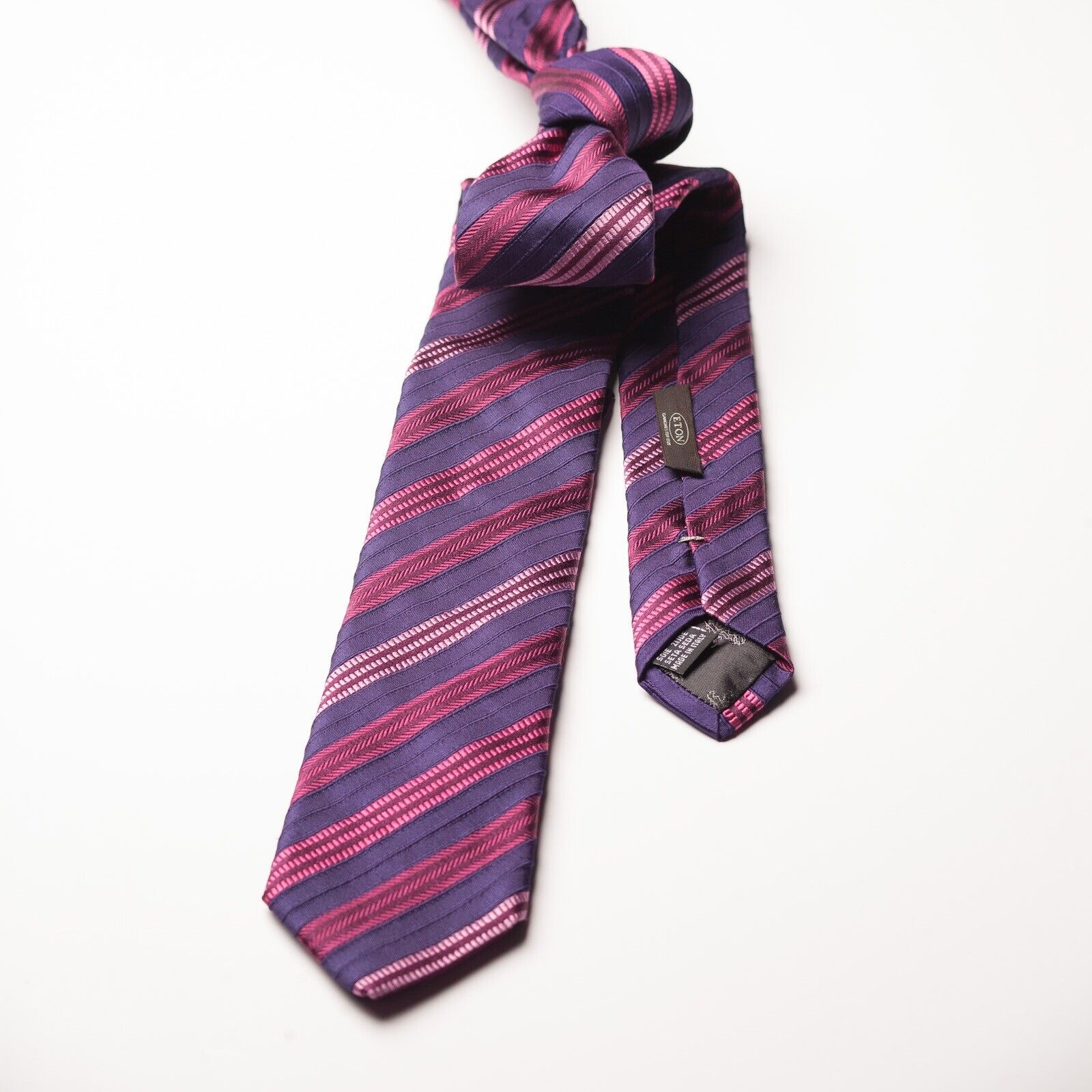 ETON Purple Striped Silk Tie Italy Made