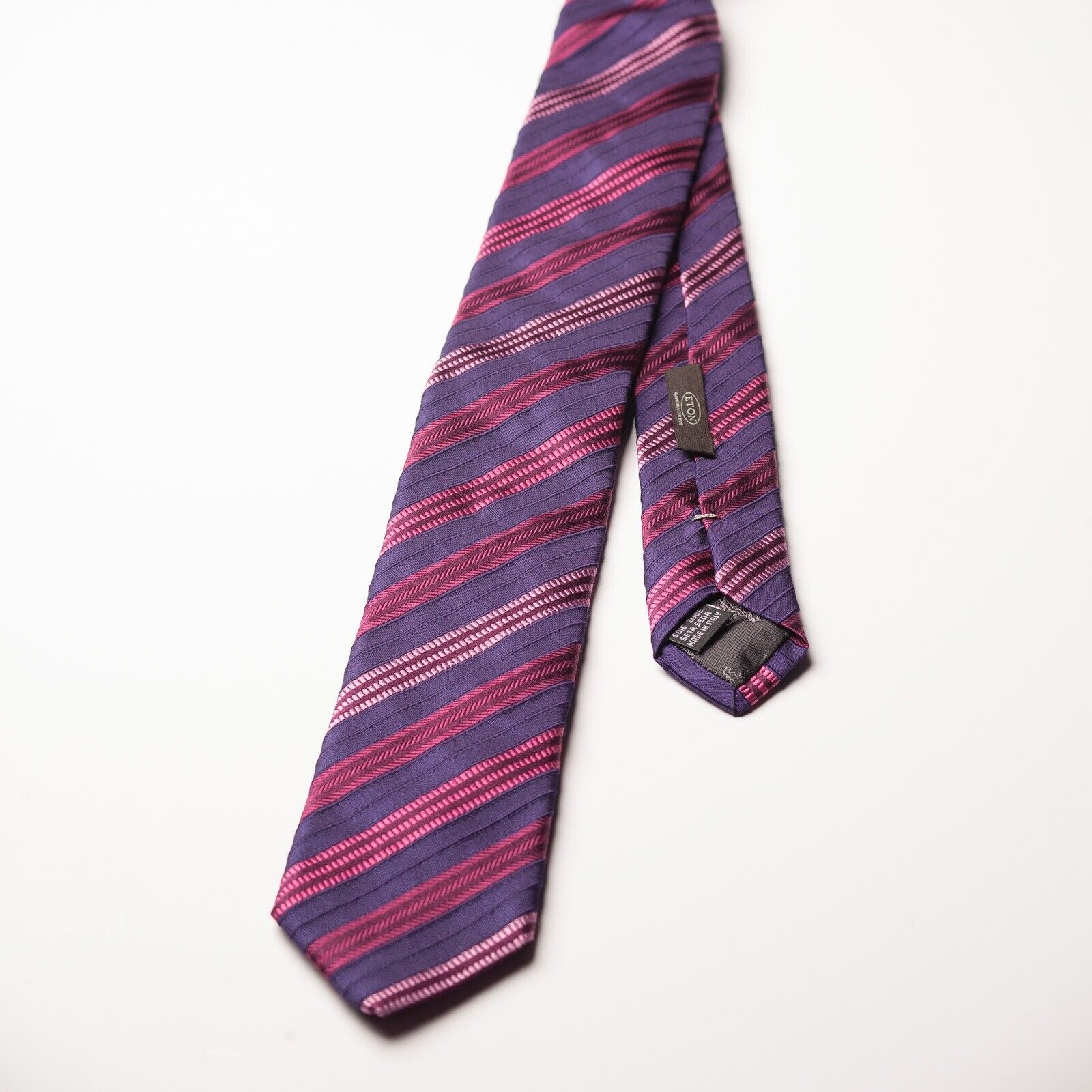 ETON Purple Striped Silk Tie Italy Made