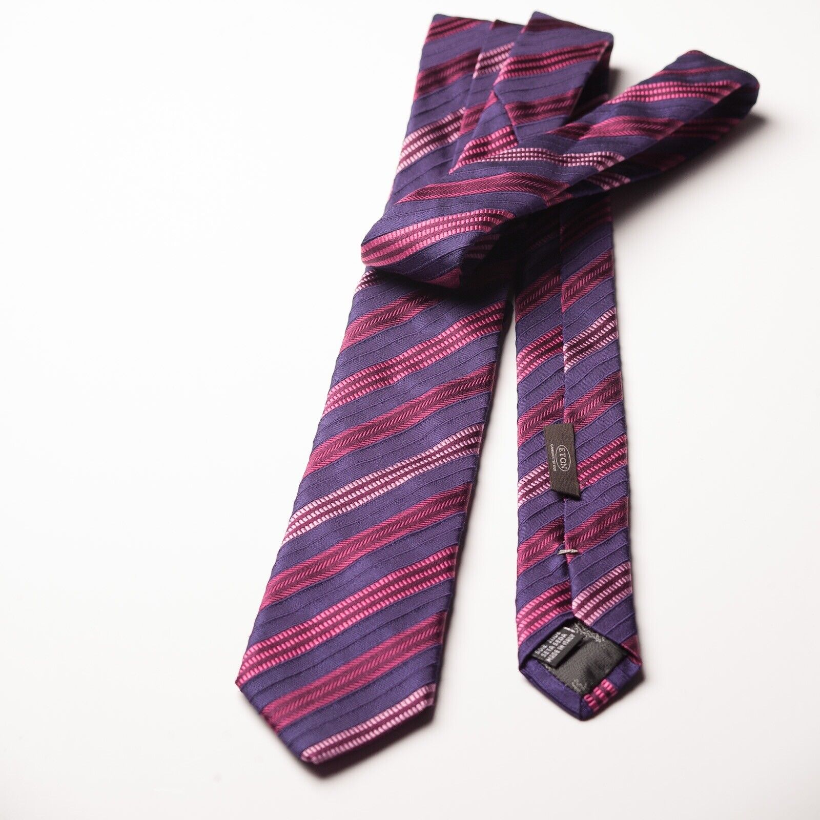 ETON Purple Striped Silk Tie Italy Made