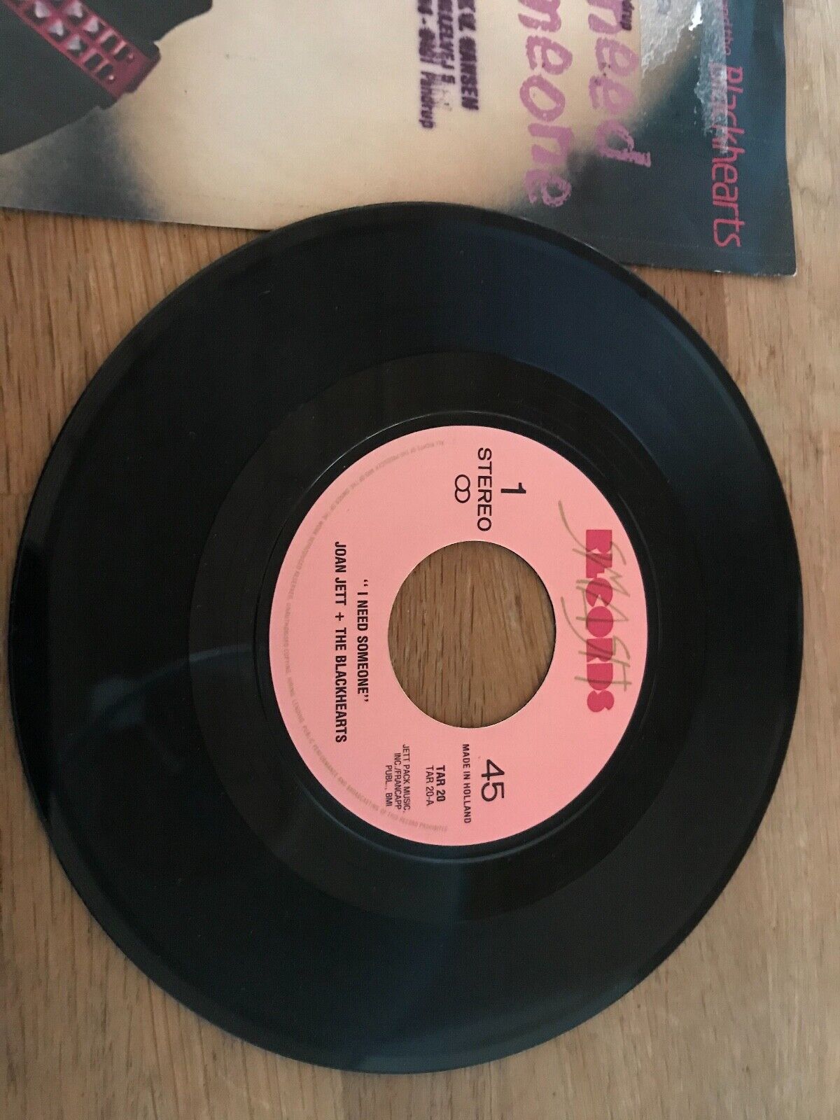 JOAN JETT AND THE BLACK HEARTS "I NEED SOMEONE" SMASH RECORDS SCANDINAVIA NCB 7"