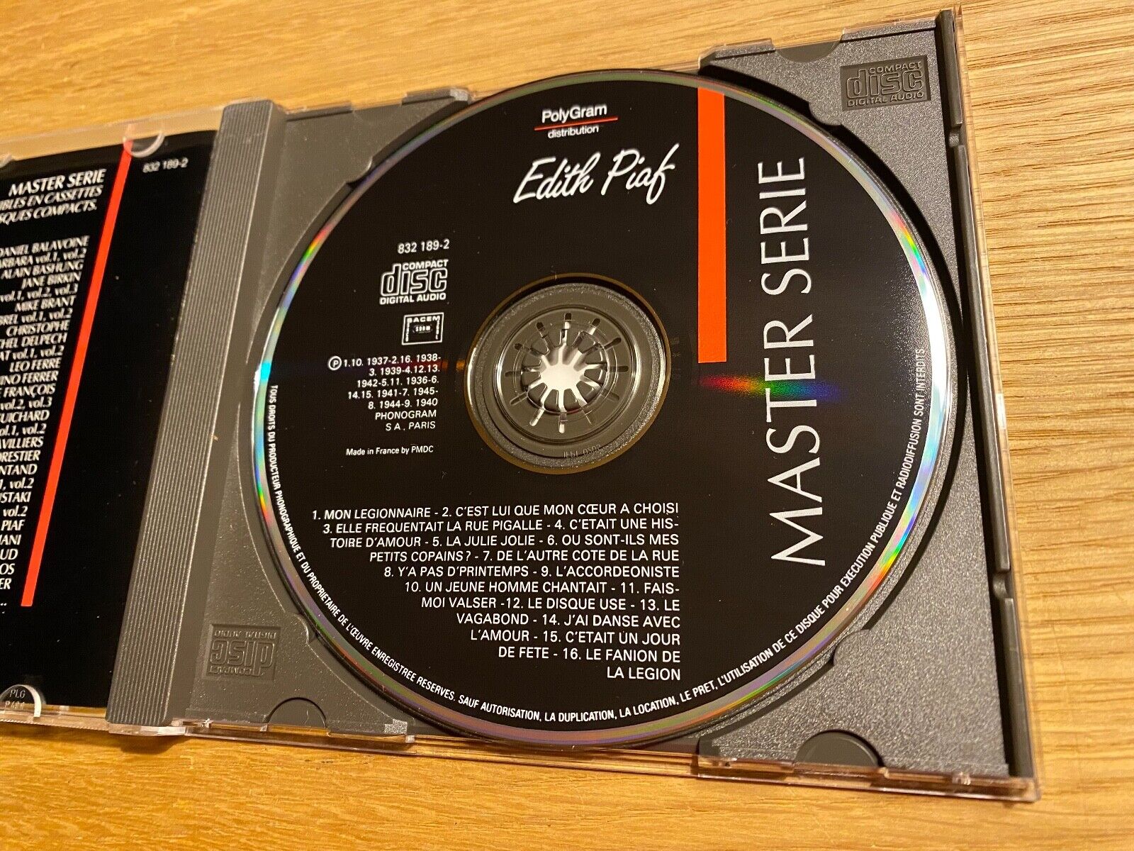 EDITH PIAF "MASTER SERIE" 1991 CD ALBUM 16 TRACKS POLYGRAM FRENCH PRESS SACEM CD