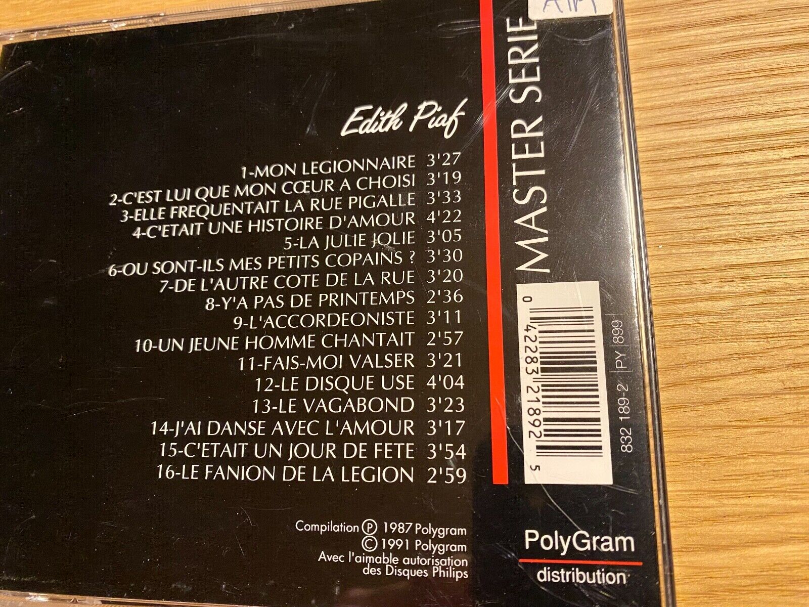 EDITH PIAF "MASTER SERIE" 1991 CD ALBUM 16 TRACKS POLYGRAM FRENCH PRESS SACEM CD