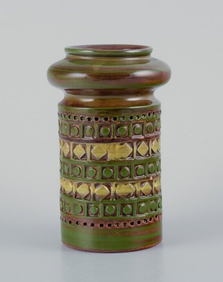 Bitossi Italy ceramic vase with geometric pattern 1960s/70s