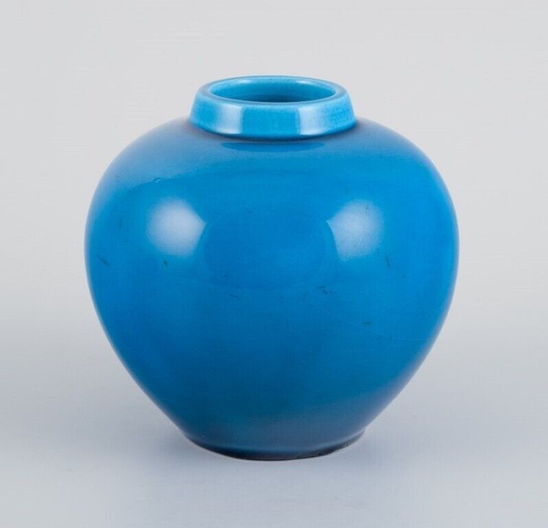 French ceramicist a pair of lidded jars in turquoise glaze Mid-20th century