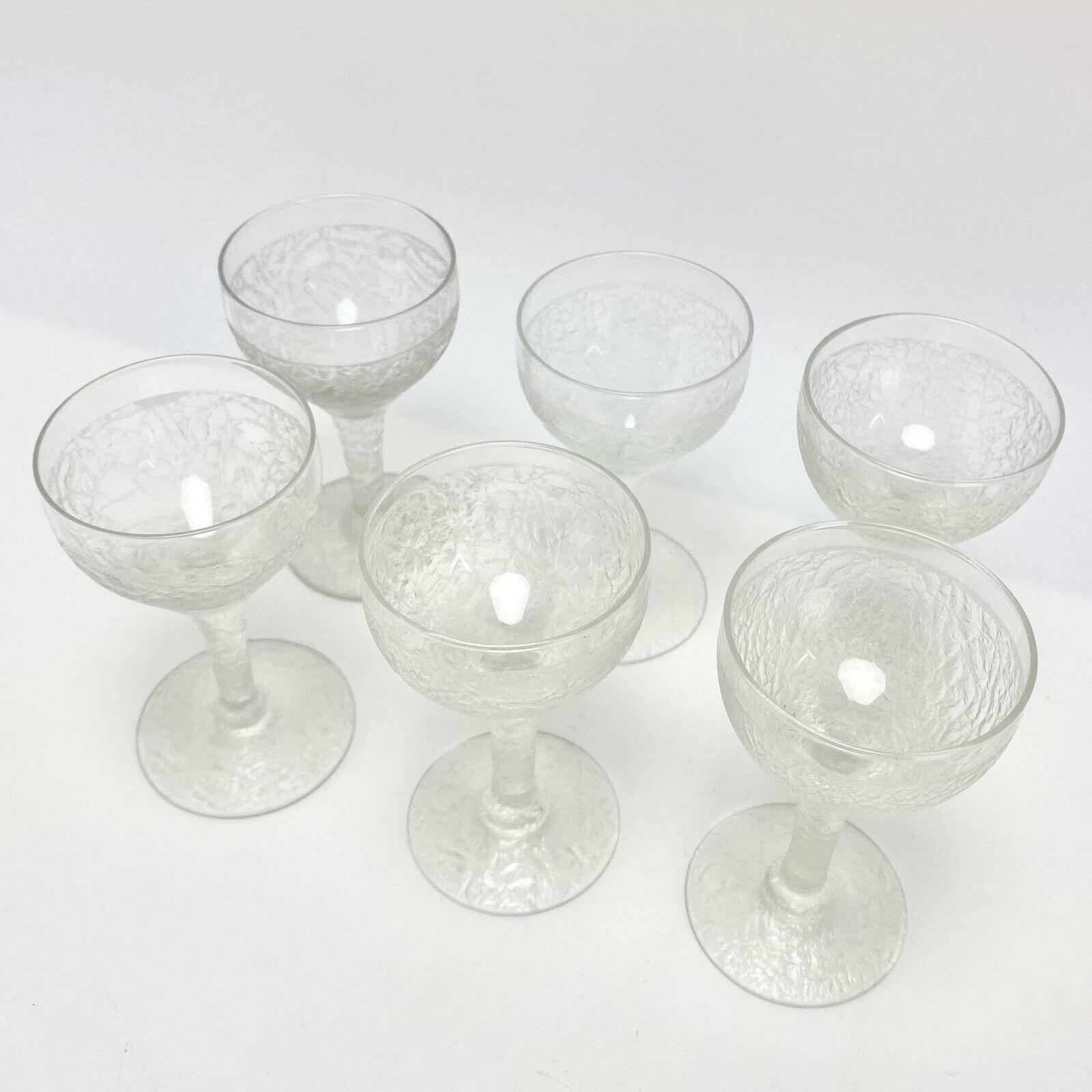 6 Vtg Art Deco 1930s Cocktail Glasses Ice Crystal Isblomst Design Jacob E Bang