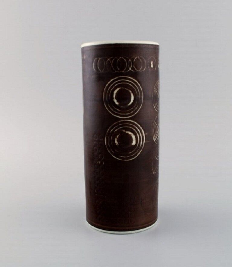 Olle Alberius for Rörstrand Cylindrical Sarek vase in glazed ceramics