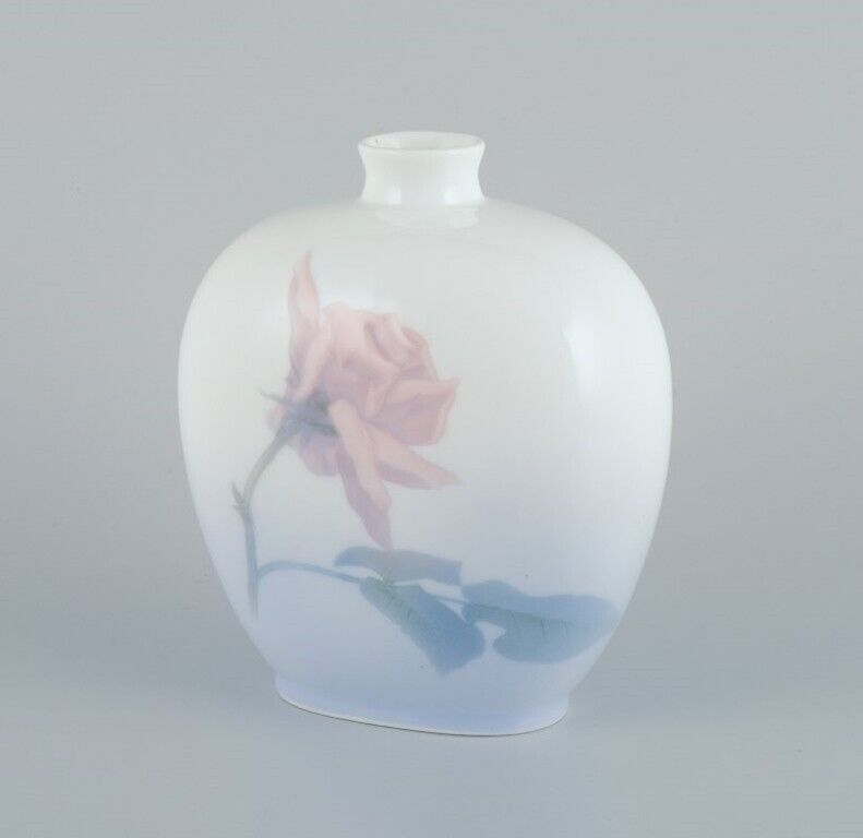 Royal Copenhagen Art Nouveau porcelain vase with a flower and dragonfly motif