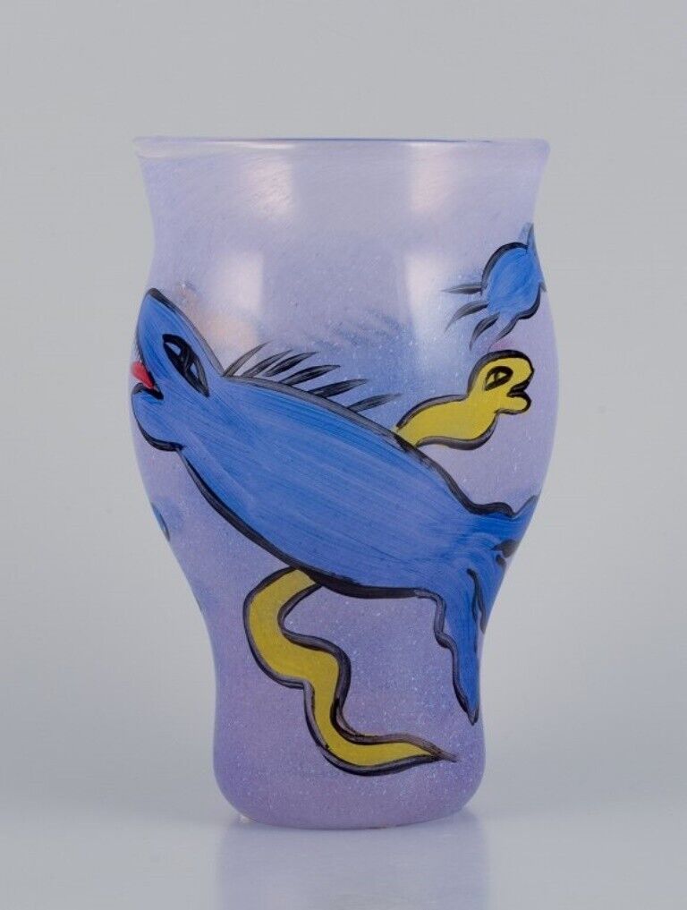 Ulrica Hydman Vallien for Kosta Boda Art glass vase with fantasy animals