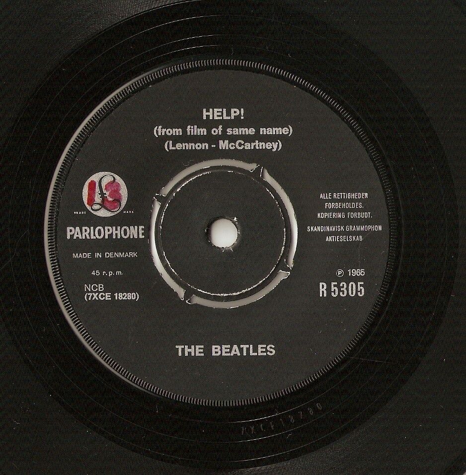 THE BEATLES HELP  I`M DOWN DANISH 45 RPM 7" 1965 LENNON  MCCARTNEY PARLOPHONE