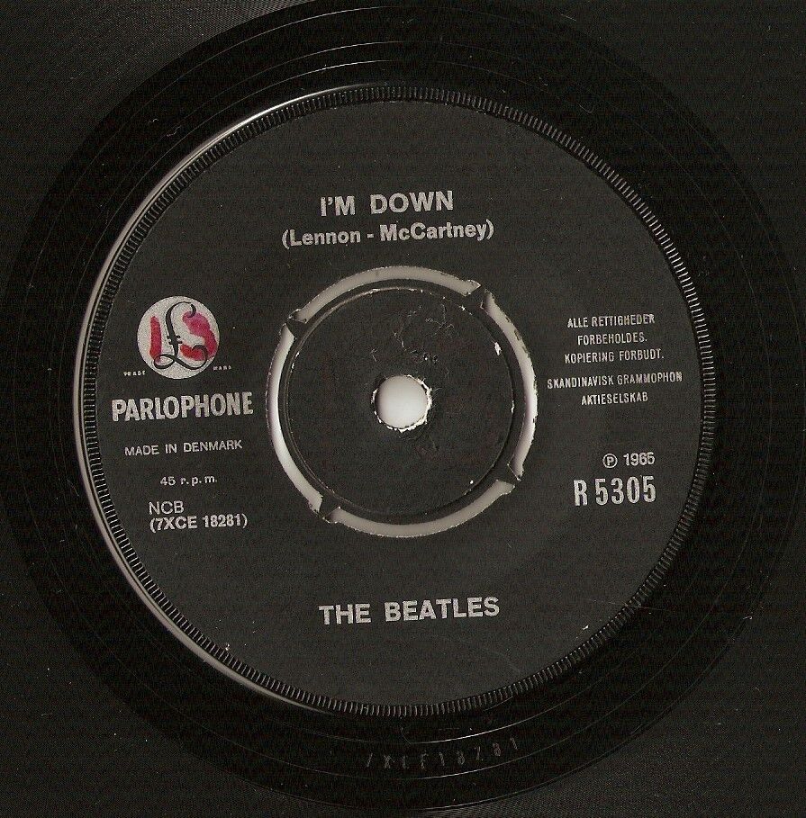 THE BEATLES HELP  I`M DOWN DANISH 45 RPM 7" 1965 LENNON  MCCARTNEY PARLOPHONE