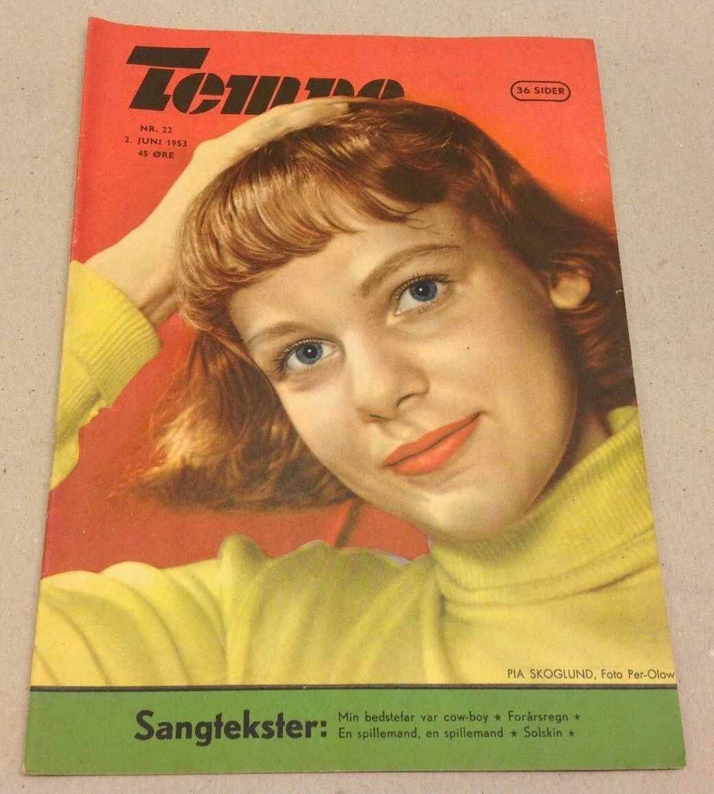 Pia Skoglund Sweden on Front Cover Original Vintage Danish Magazine "Tempo" 1953