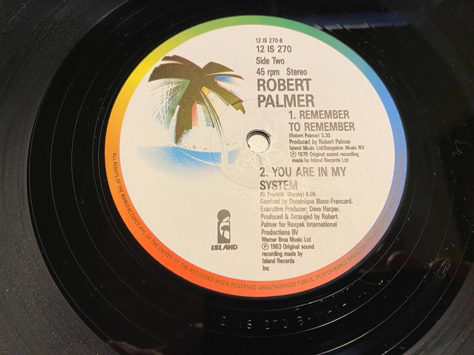 ROBERT PALMER ADDICTED TO LOVE/REMEMBER TO REMEMBER/YOU ARE IN MY SYSTEM ISLAND*