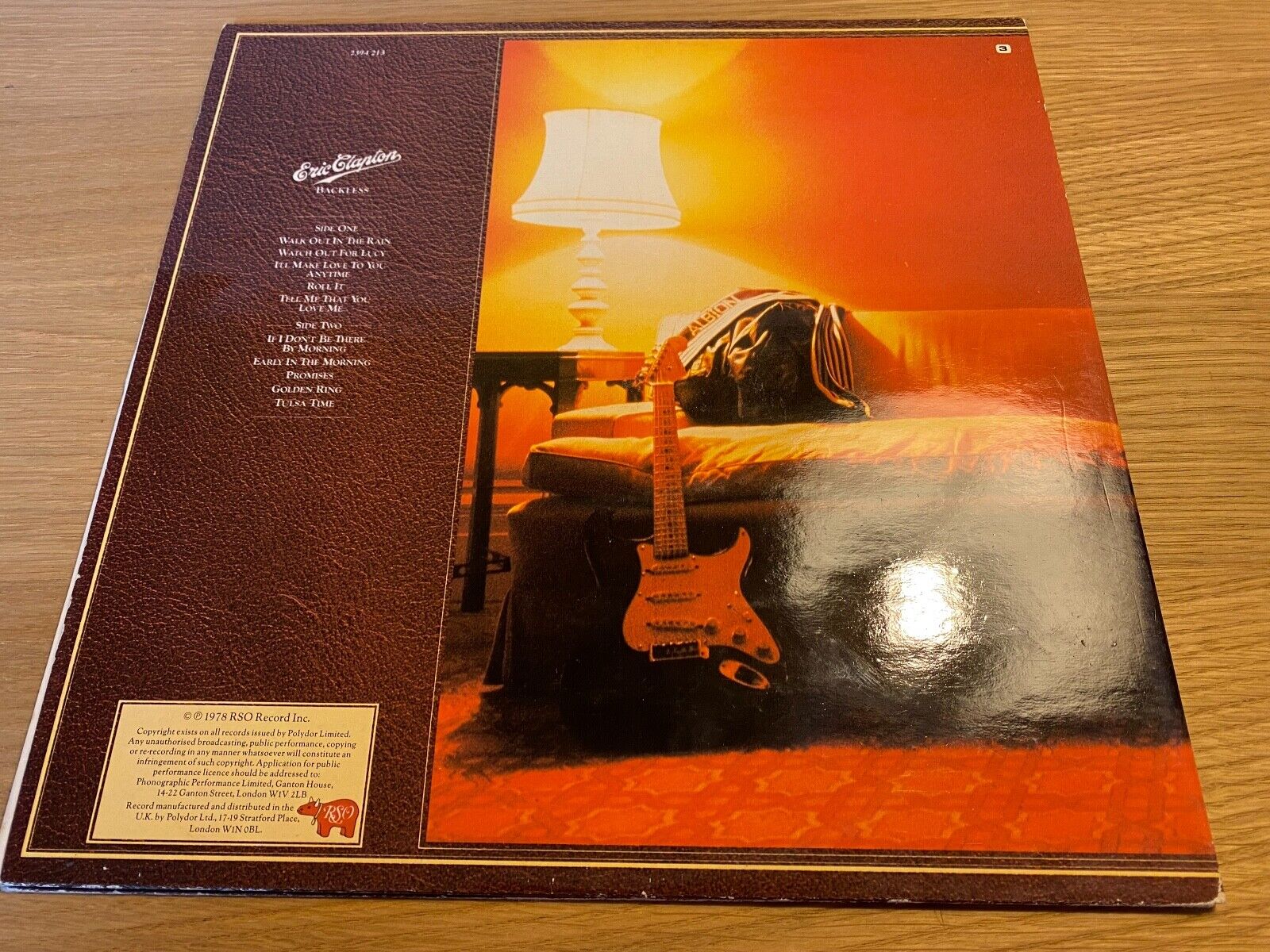 ERIC CLAPTON "BACKLESS" 1978 10 TRACKS 12" VINYL LP RSO RECORDS NCB SCANDINAVIAN