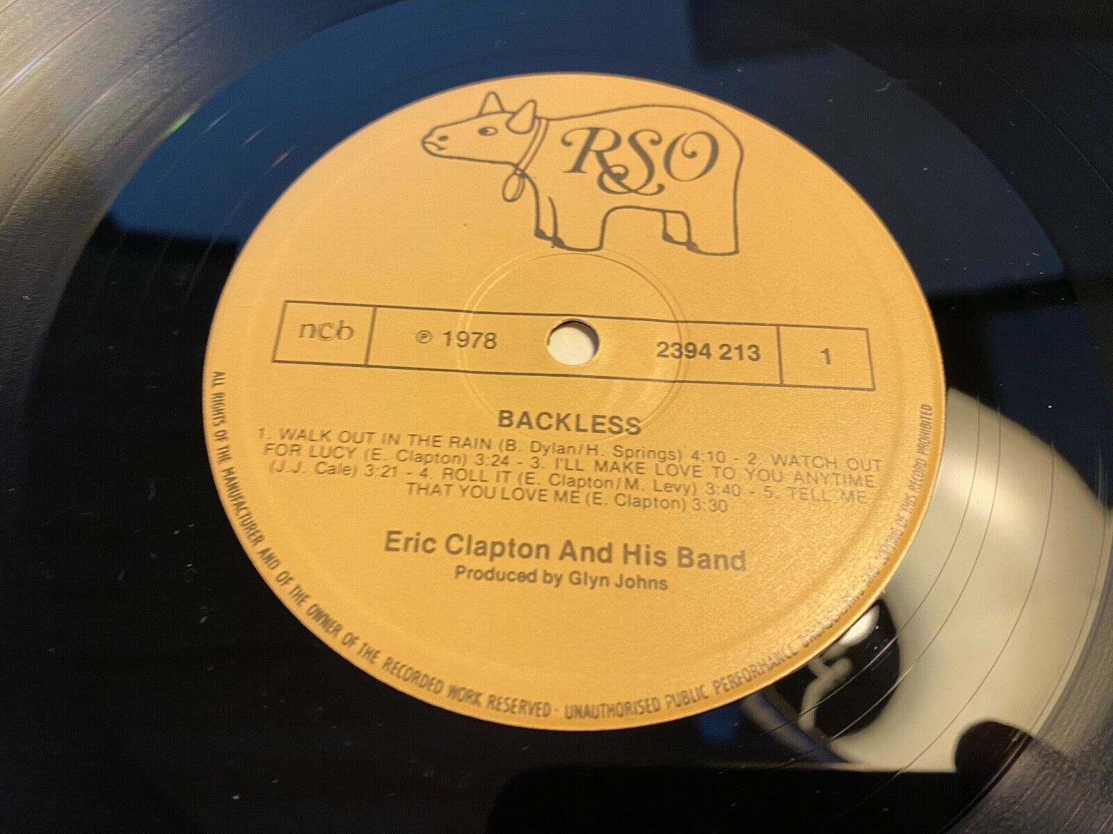 ERIC CLAPTON "BACKLESS" 1978 10 TRACKS 12" VINYL LP RSO RECORDS NCB SCANDINAVIAN