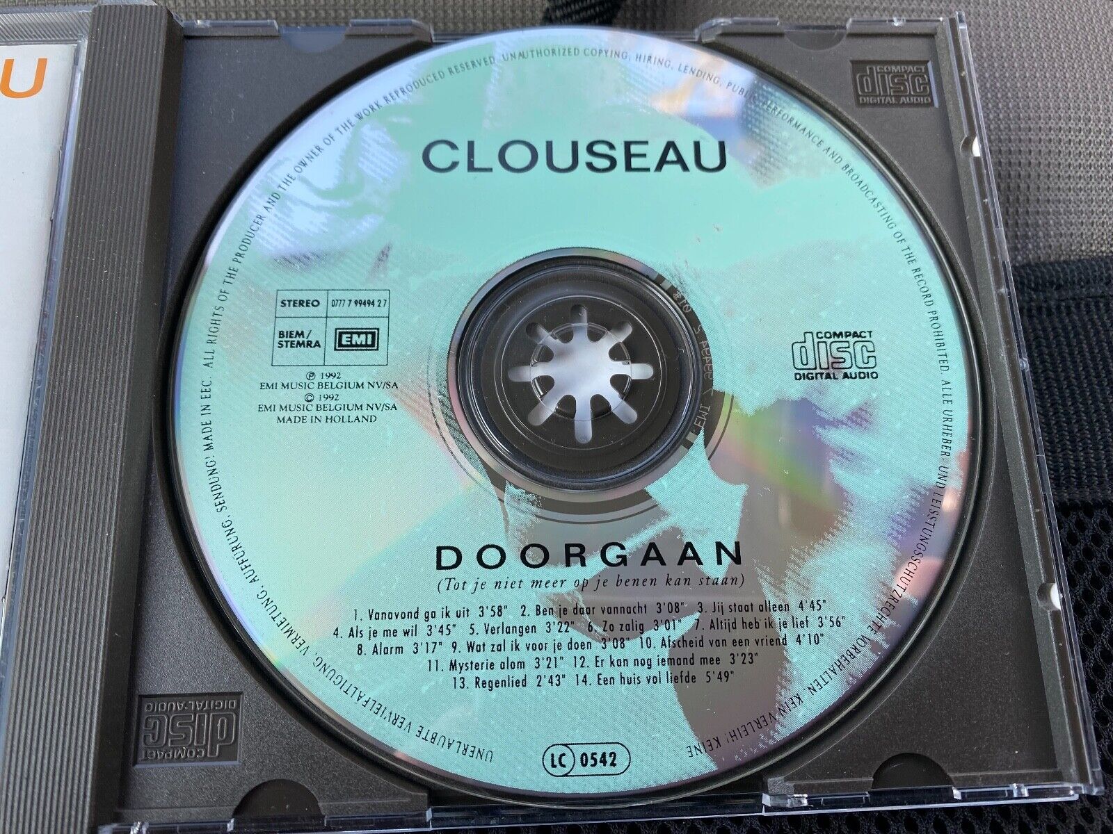 CLOUSEAU "DOORGAAN" 14 TRACK CD ALBUM EMI MUSIC BELGIUM NV/SA 1992 DUTCH PRESSED