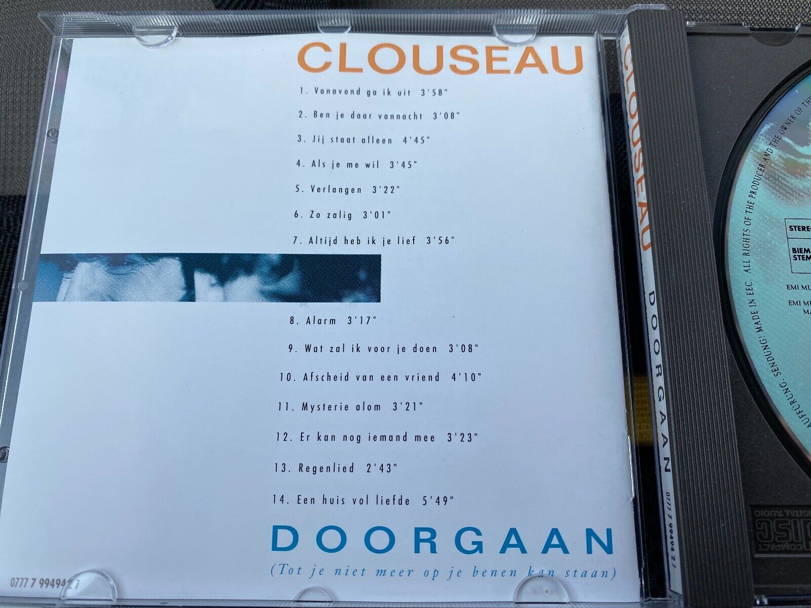 CLOUSEAU "DOORGAAN" 14 TRACK CD ALBUM EMI MUSIC BELGIUM NV/SA 1992 DUTCH PRESSED