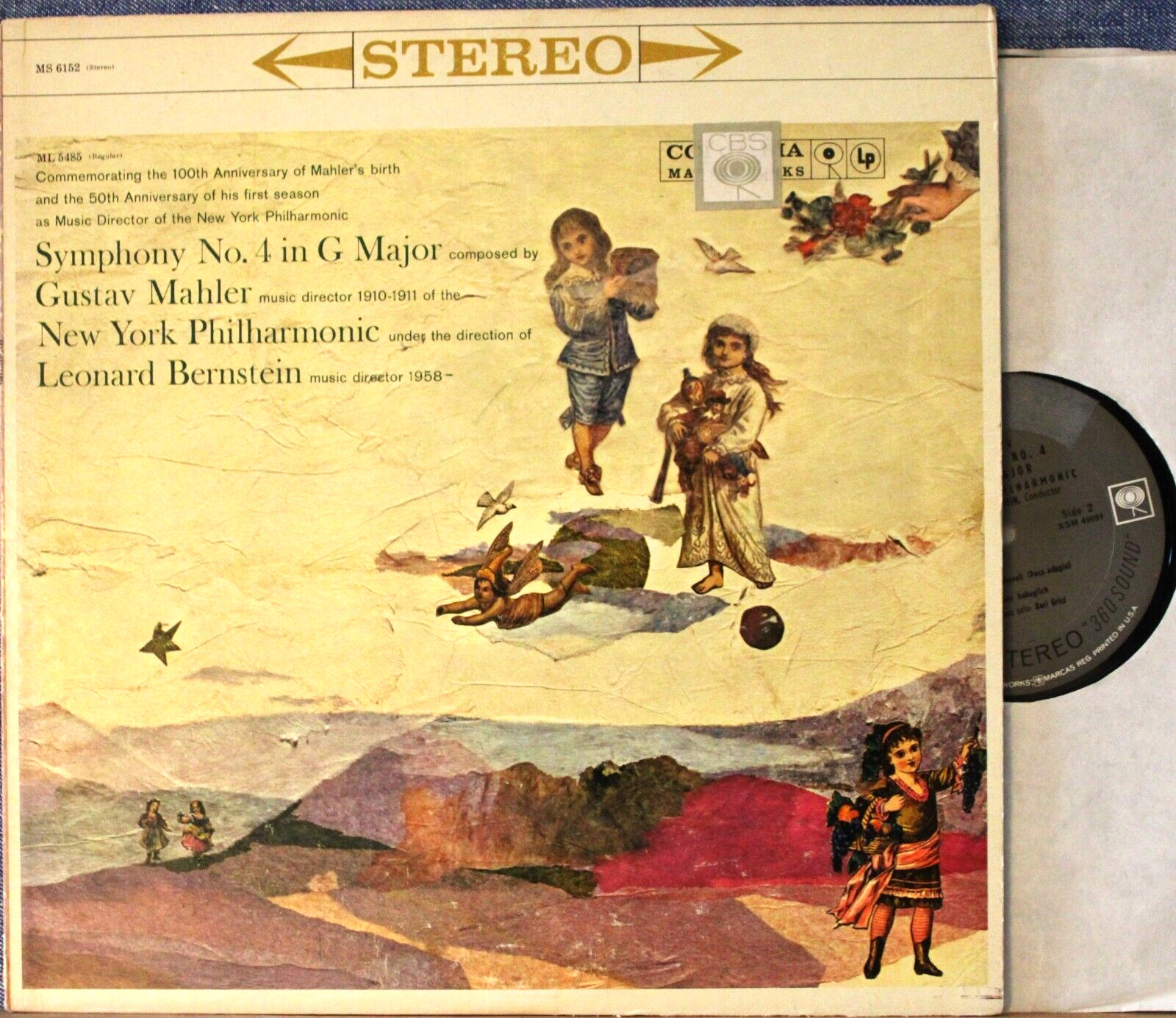 Bernstein Mahler (Symphony 4) Col MS 6152 2-Eye NM