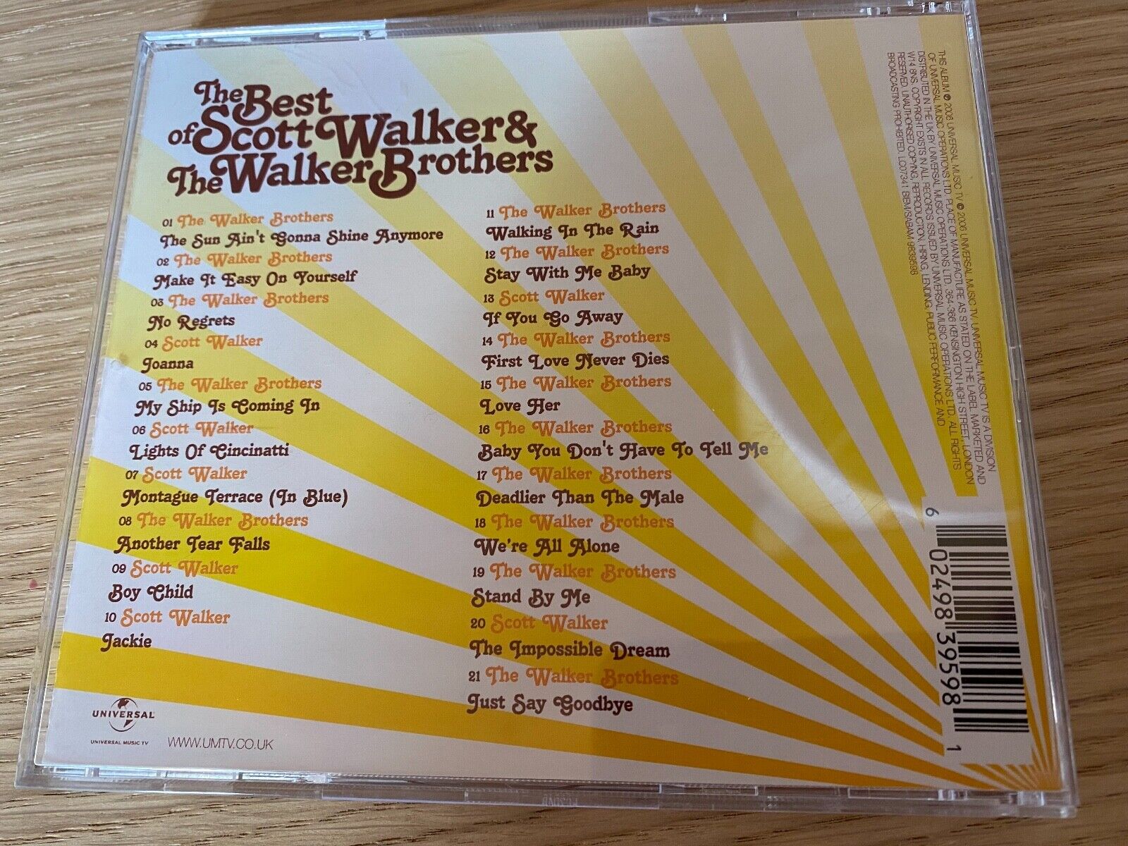 SCOTT WALKER  THE WALKER BROTHERS "THE VERY BEST OF" 21 TRACKS CD ALBUM EU 2006