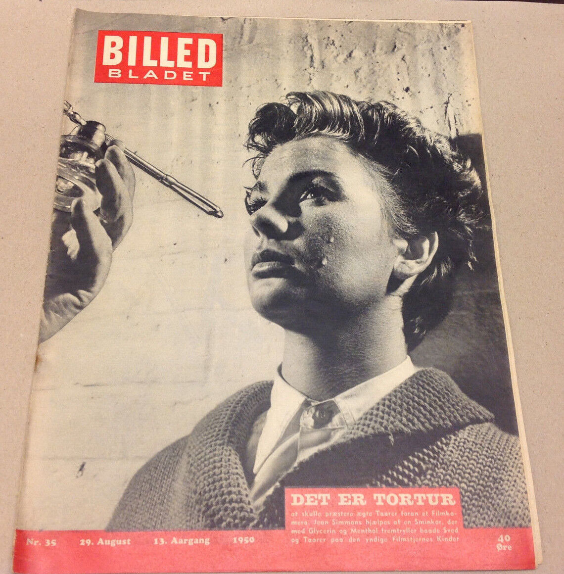 JEAN SIMMONS MAKE-UP ON A FRONT COVER VINTAGE DANISH Magazine Billed-Bladet 1950