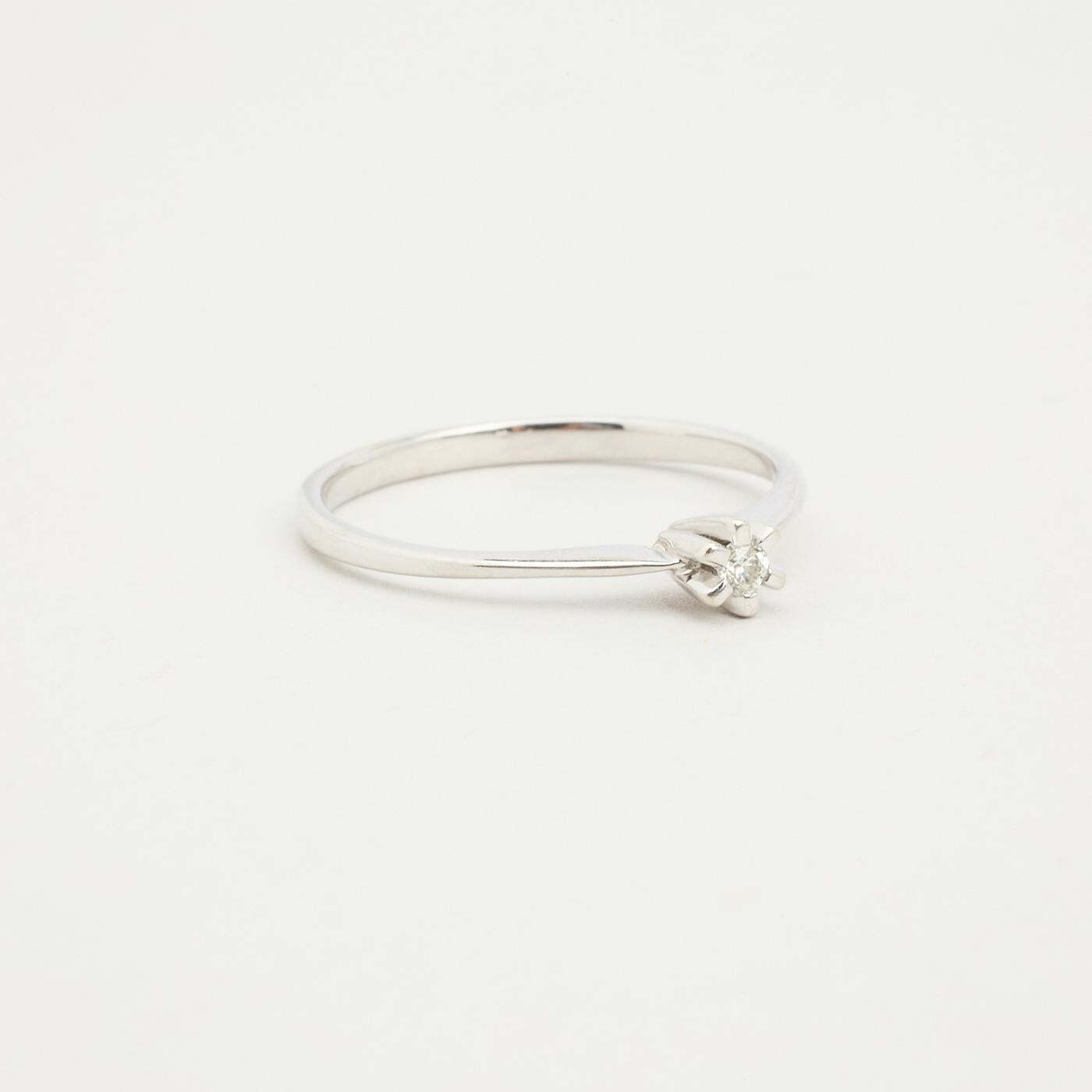 Ring with diamond (003 ct) in 14K White gold size 6¾ | Real Genuine