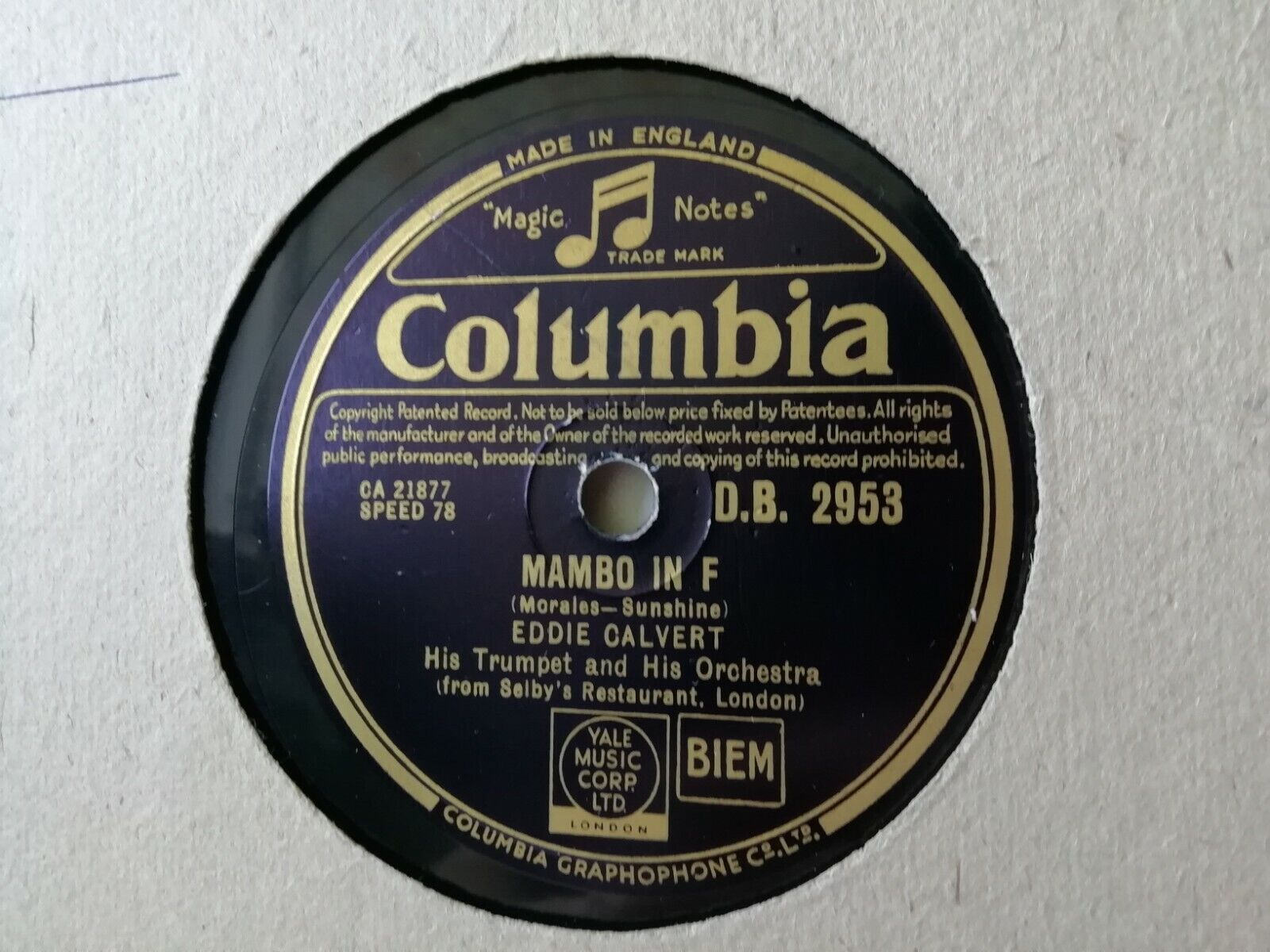 78 rpmEDDIE CALVERT TrumpetSome Enchanted EveningMambo In FColumbia