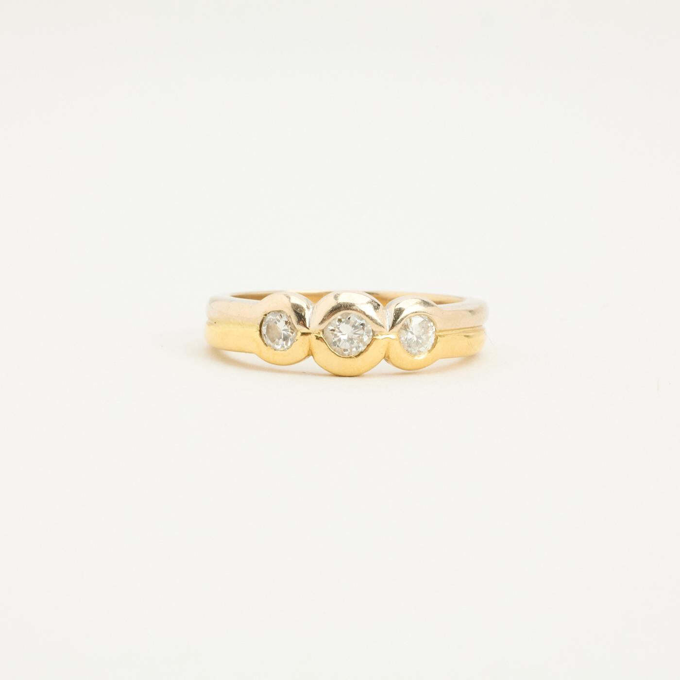 Ring with diamond in 18K Gold and white gold size 6½ | Solid Gold