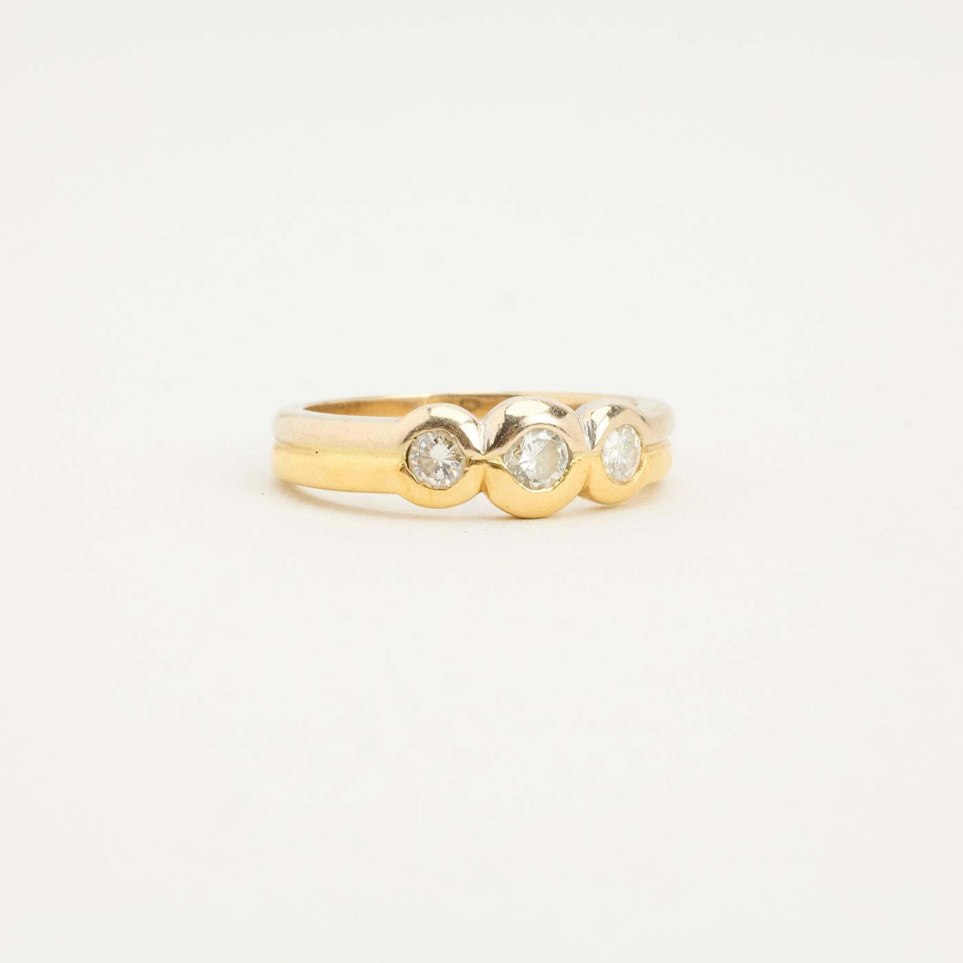 Ring with diamond in 18K Gold and white gold size 6½ | Solid Gold