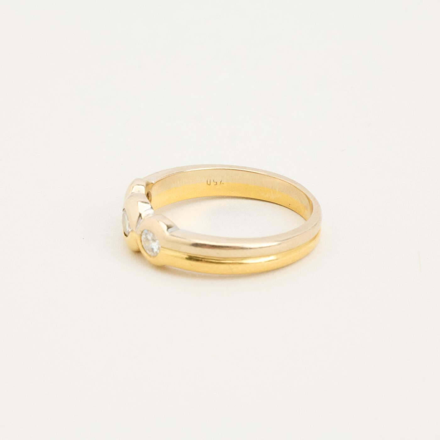 Ring with diamond in 18K Gold and white gold size 6½ | Solid Gold