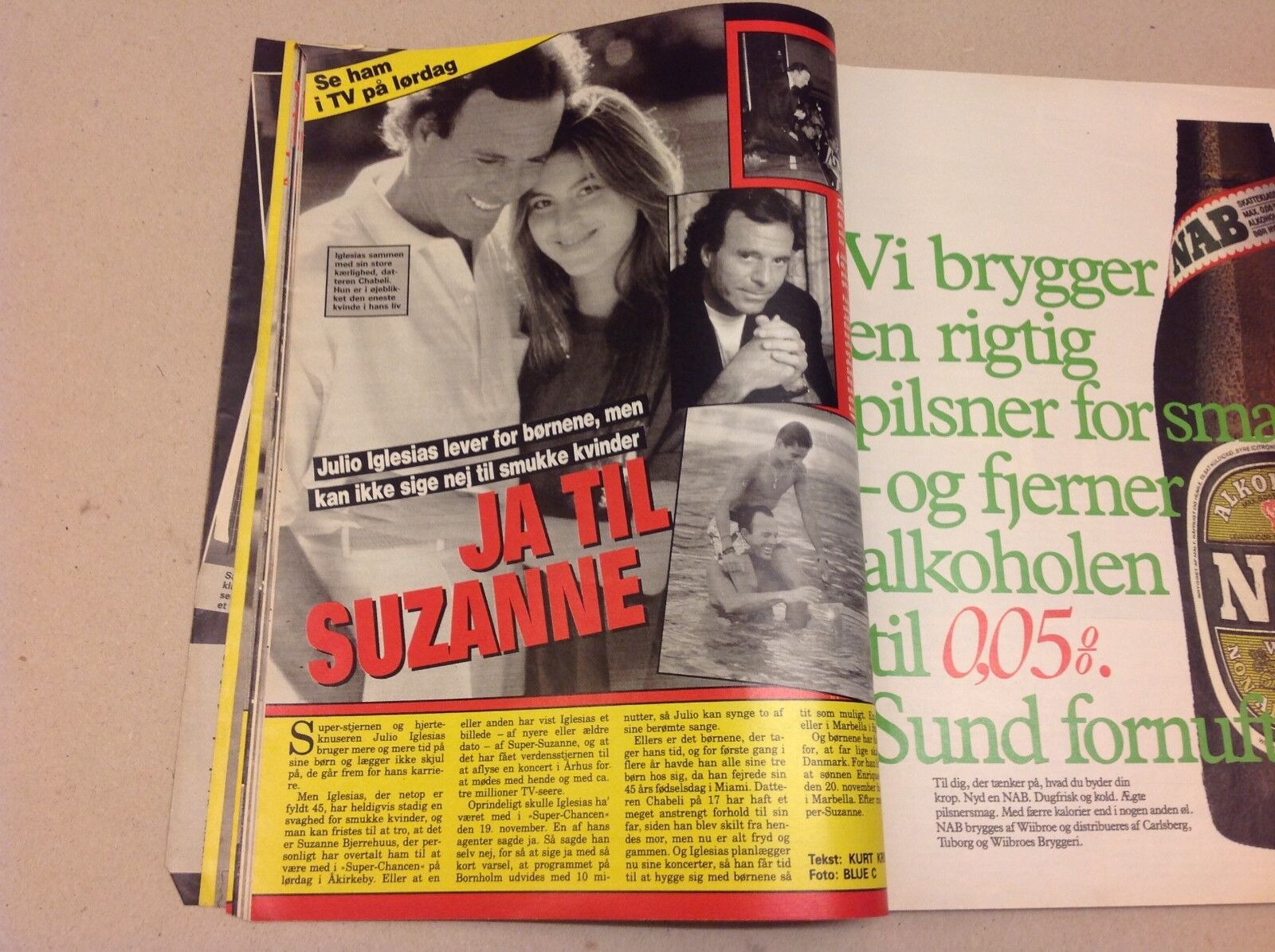 Julio Iglesias Suzanne Bjerrehus Front Cover Danish Magazine 1988 "Se og Hoer"