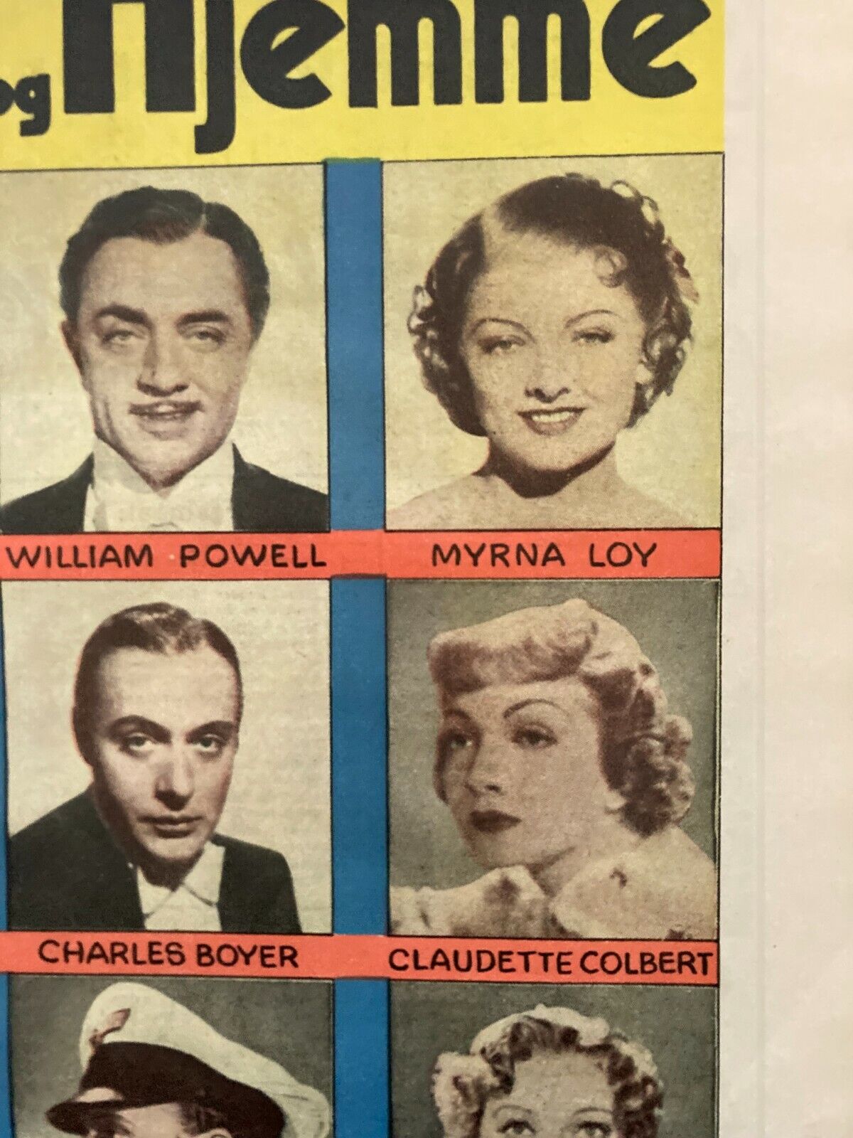 Myrna Loy William Powell Colbert Asta Hansen Danish Magazine 1938 Ude og Hjemme